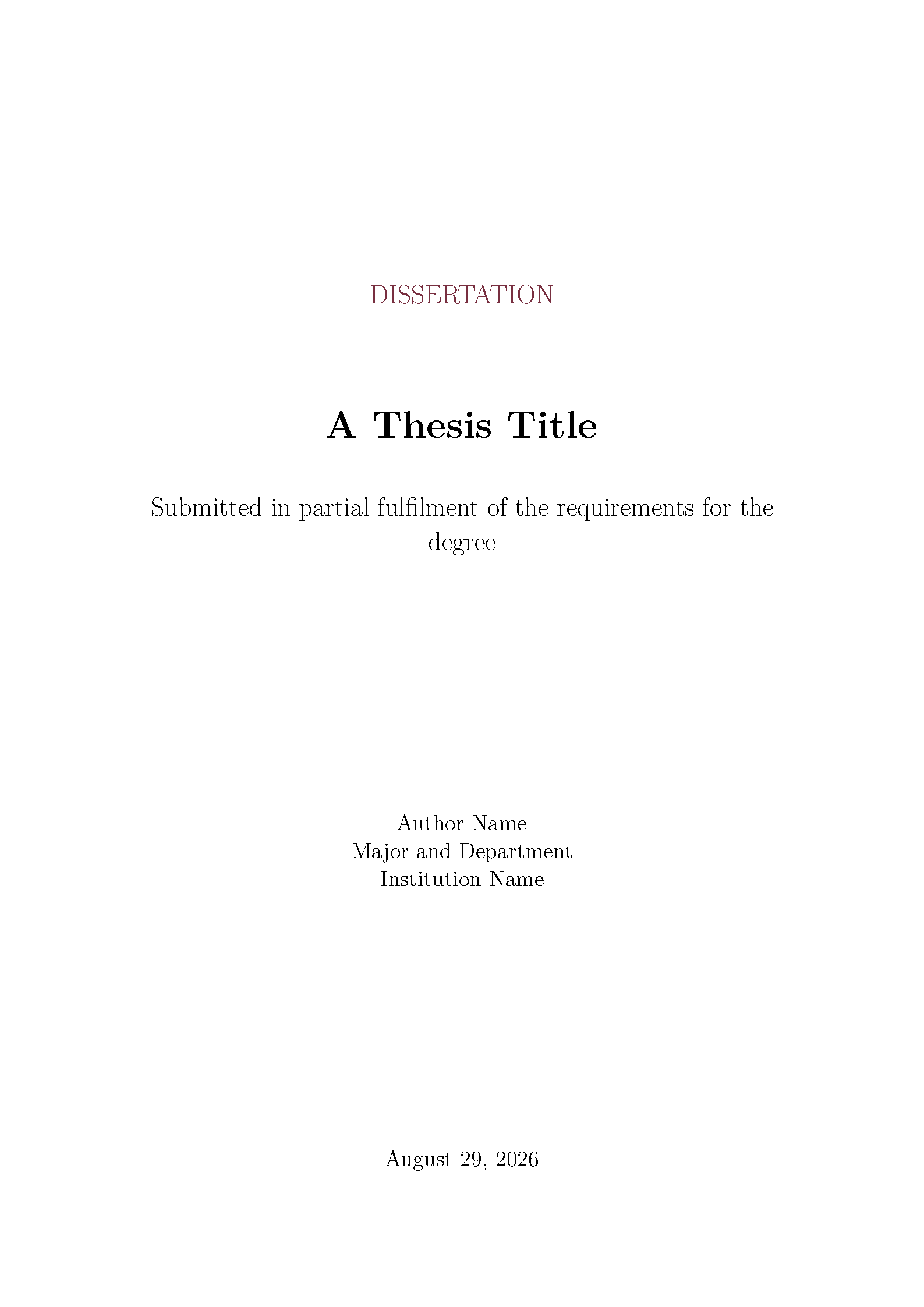 First page of Florida State University Thesis
