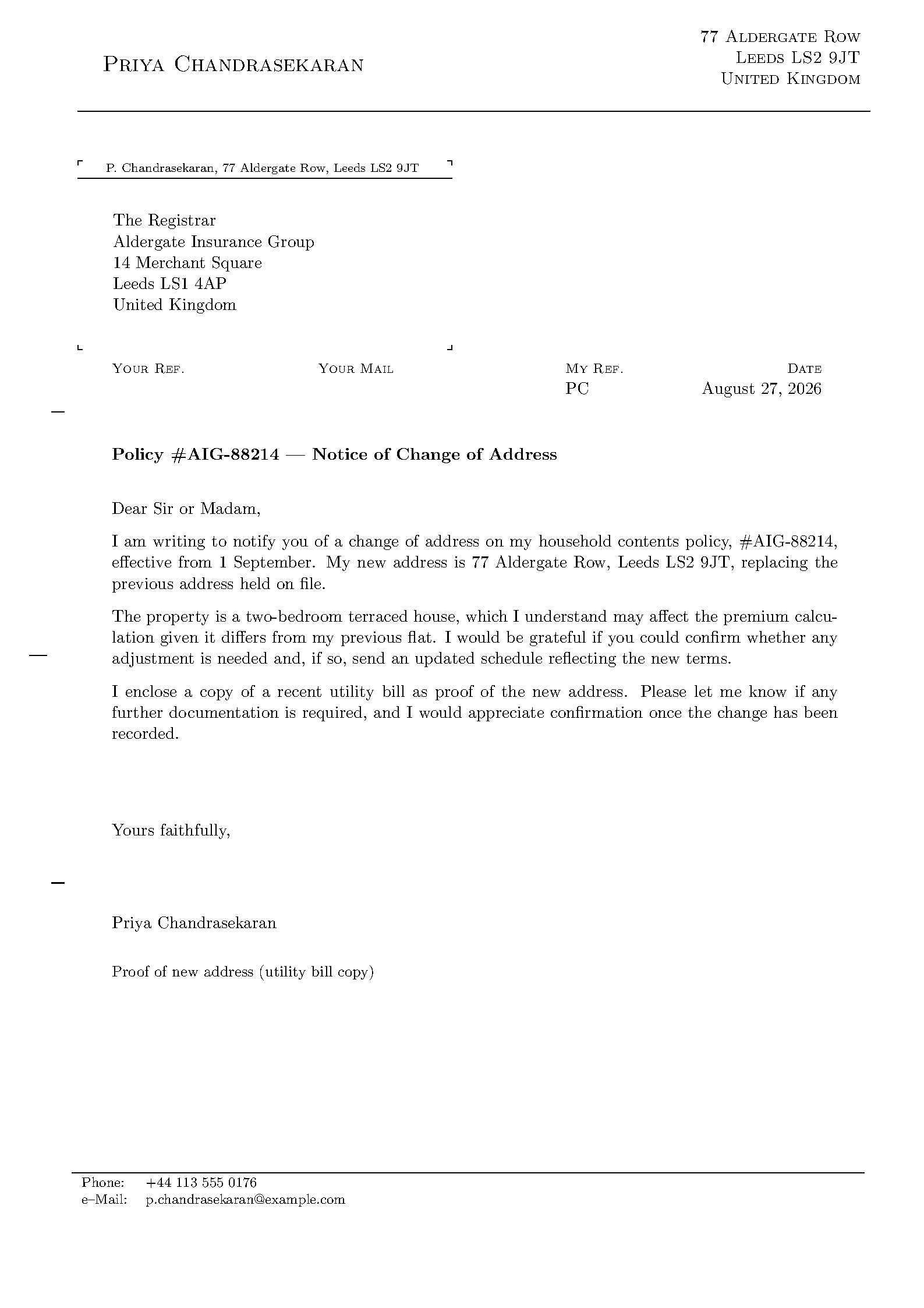 First page of the Full Size Formal Letter template