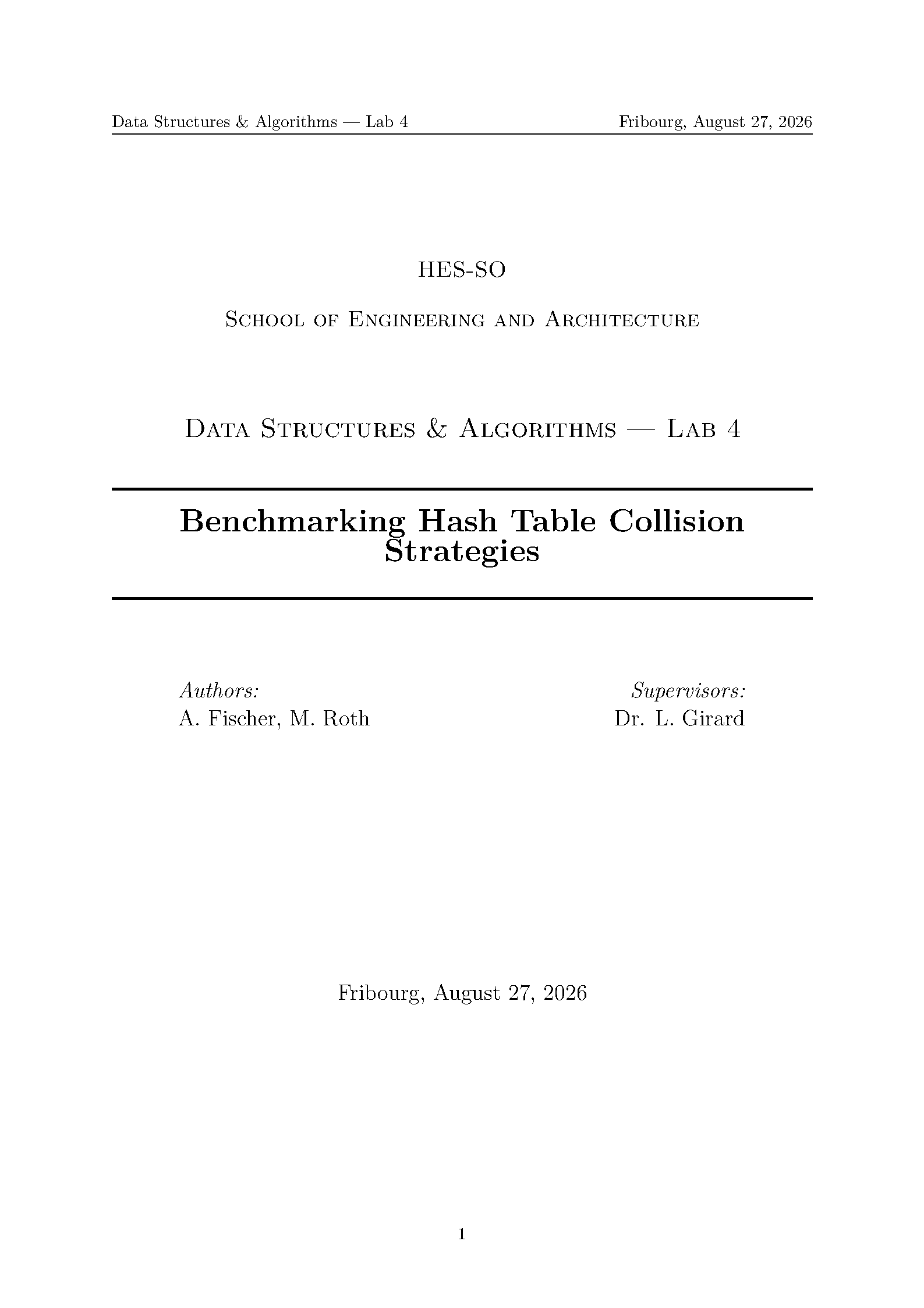 First page of the compiled HES-SO Lab Report template