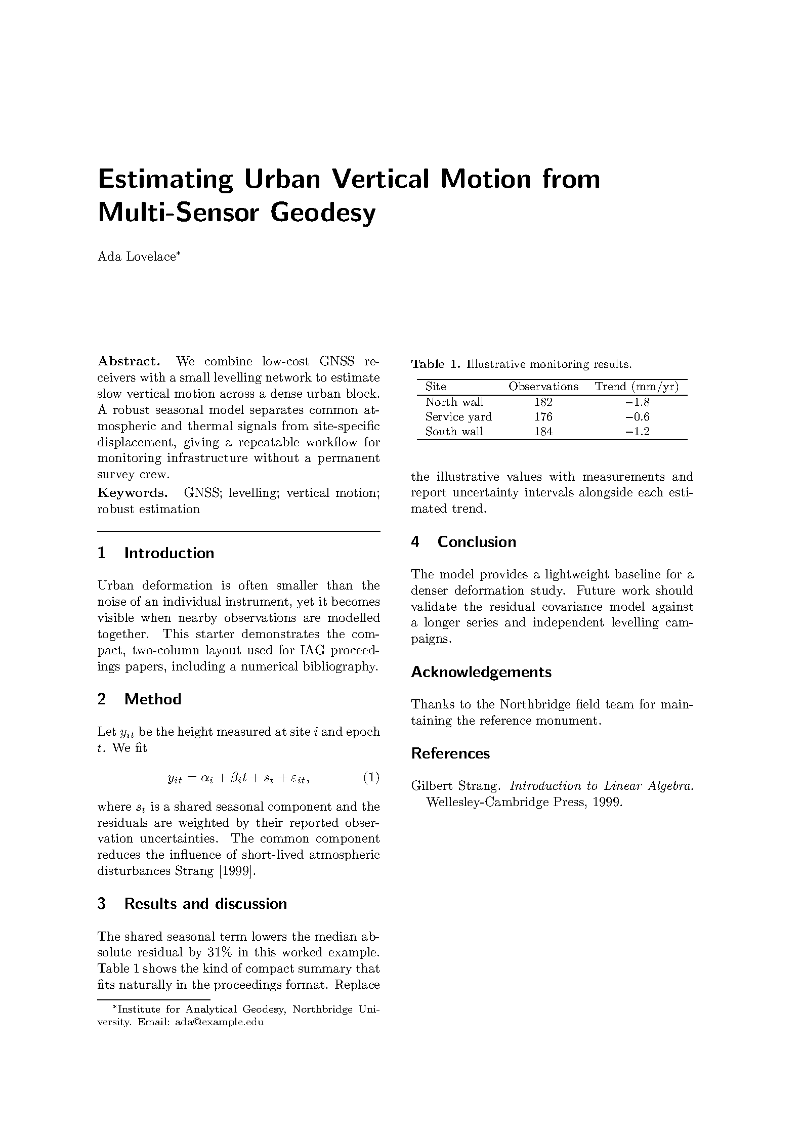 First page of IAG Proceedings