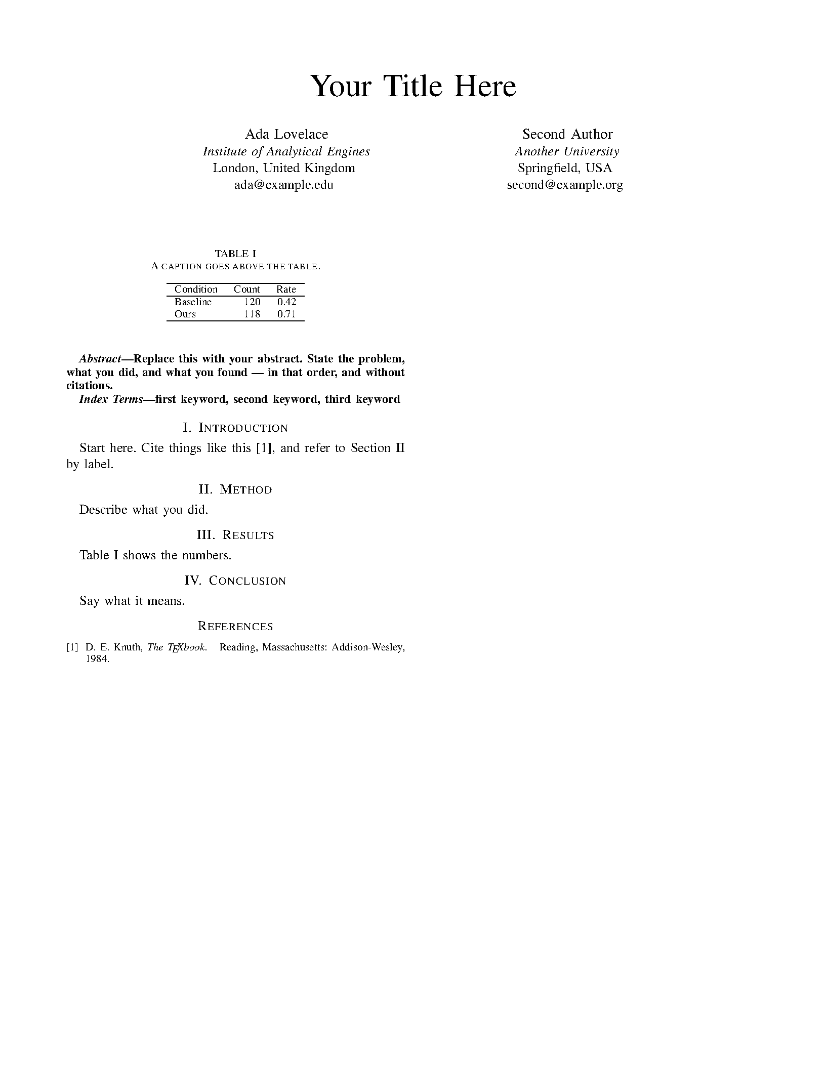 First page of IEEE Journals and Conferences