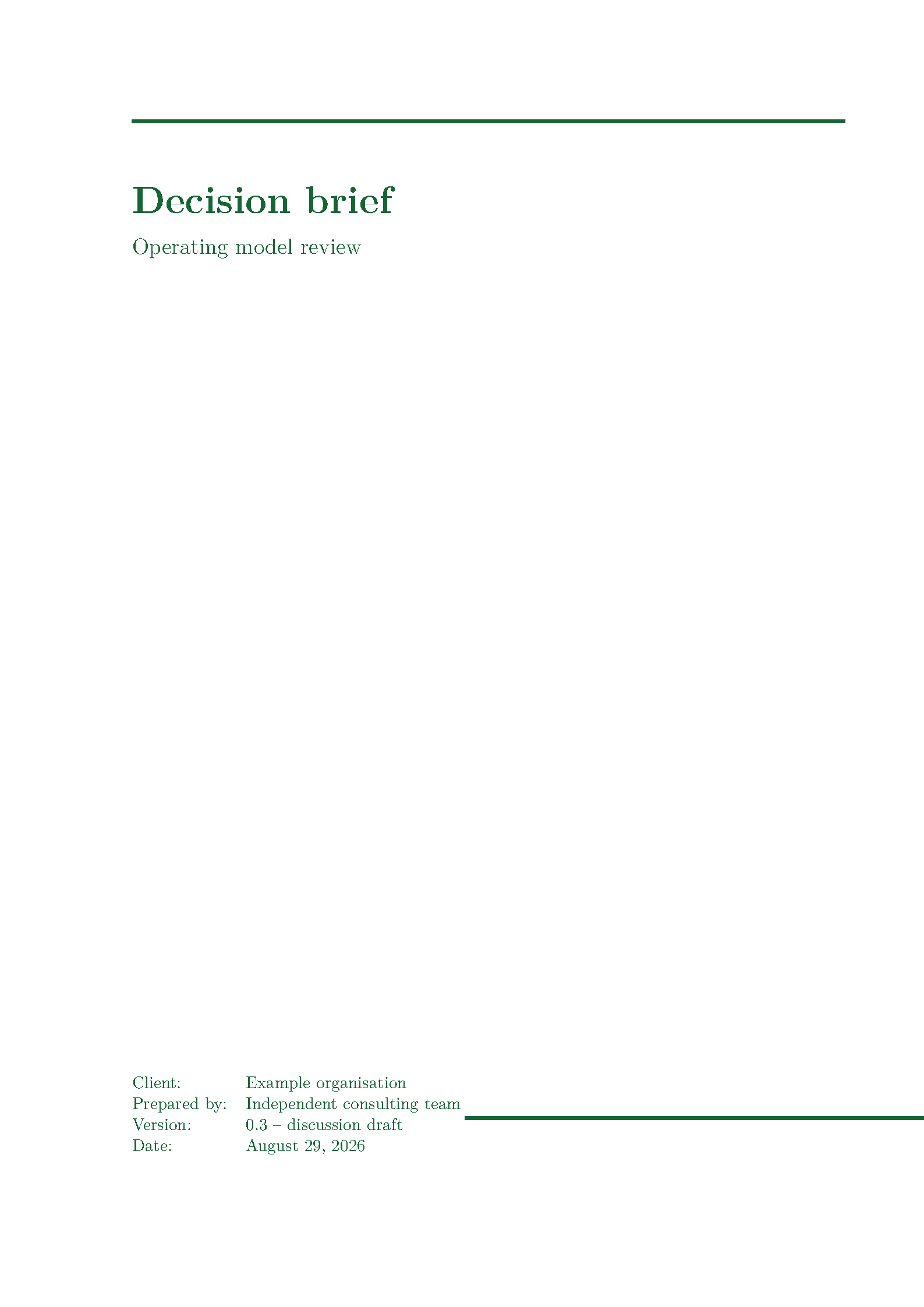 First page of Independent Consulting Deliverables