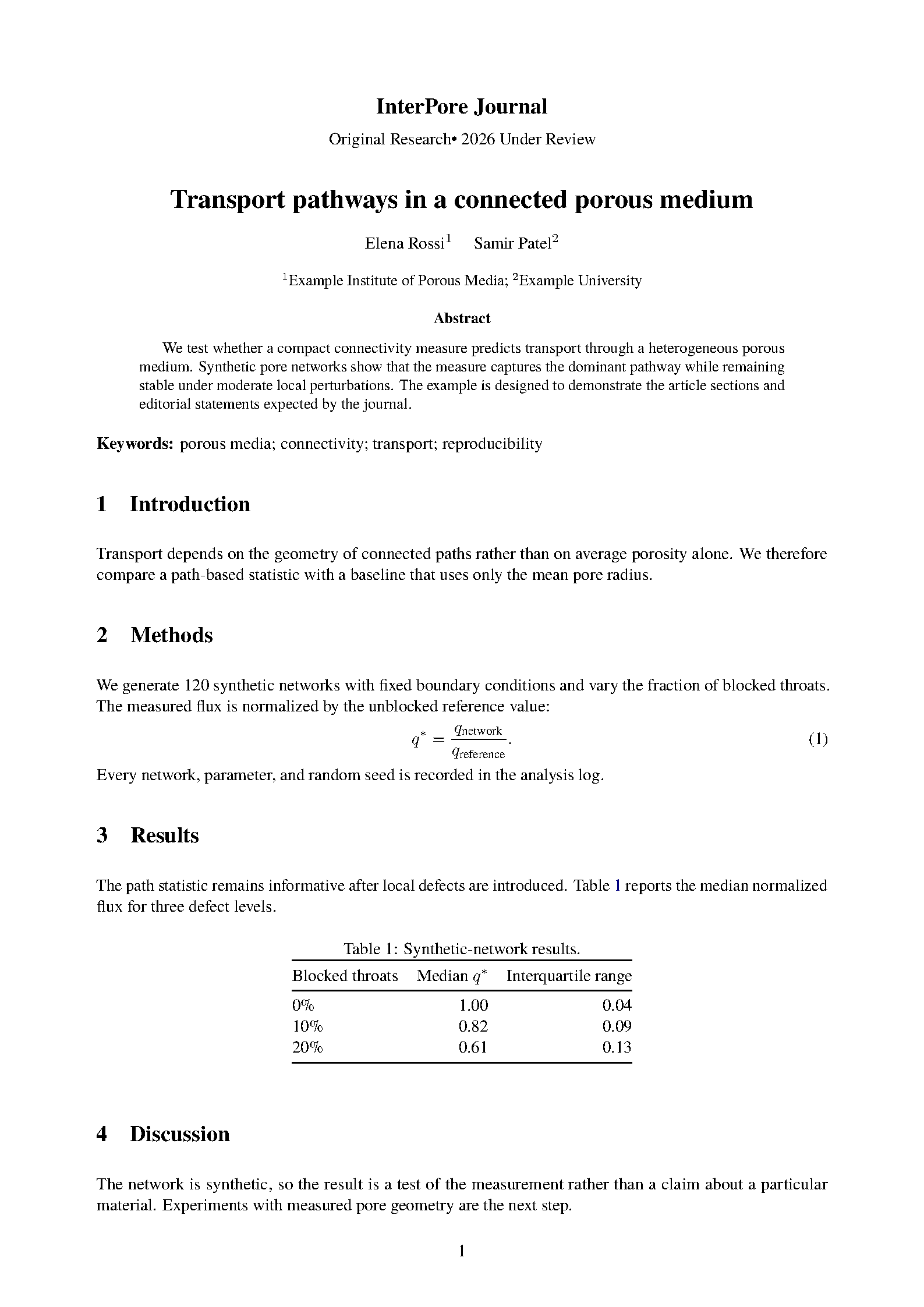 First page of InterPore Journal Article
