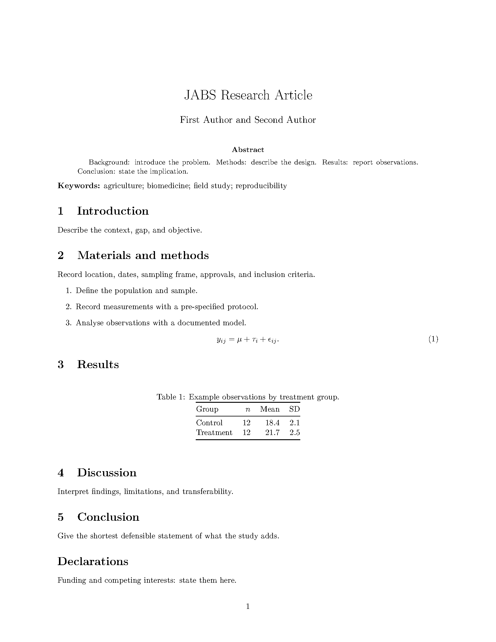 First page of JABS Research Article