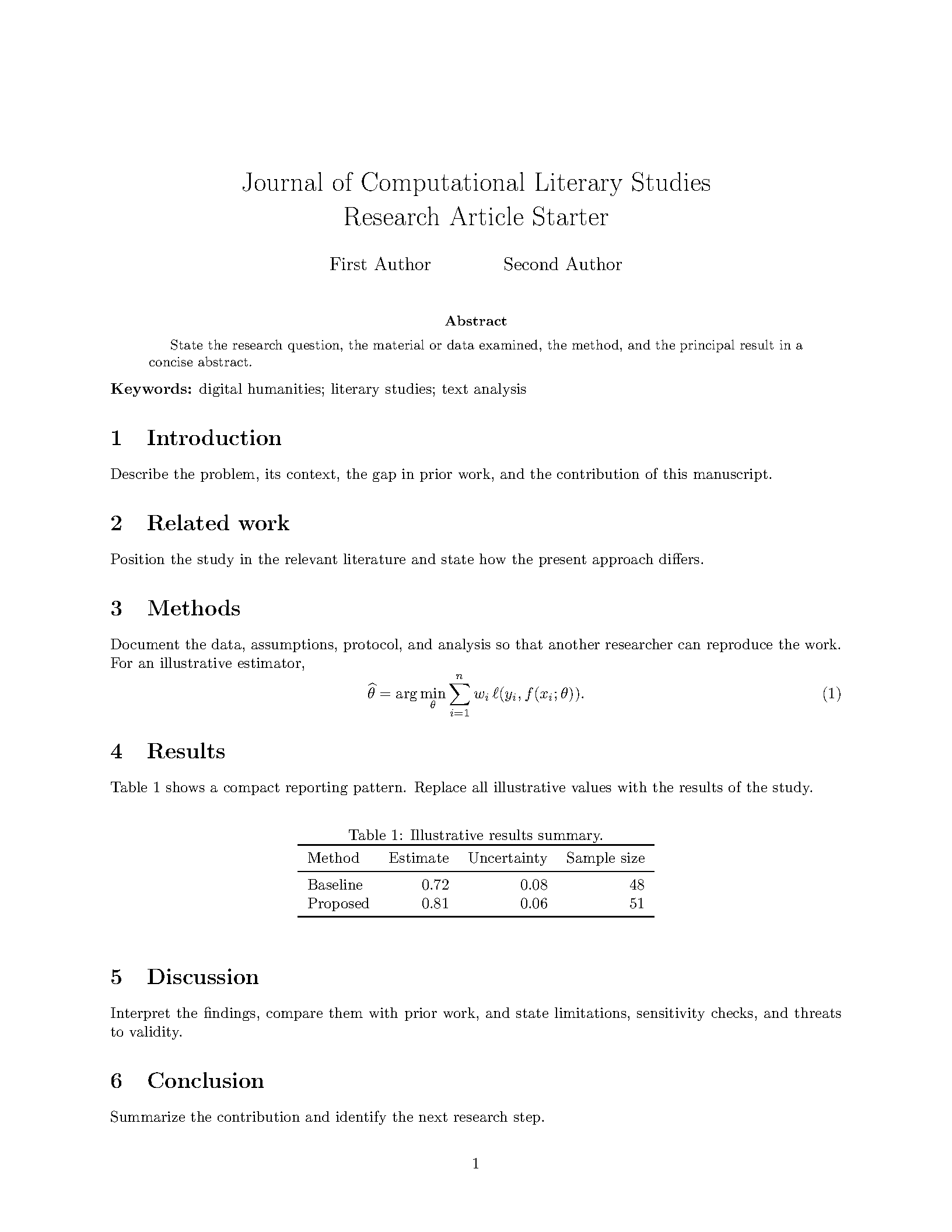 First page of Journal of Computational Literary Studies