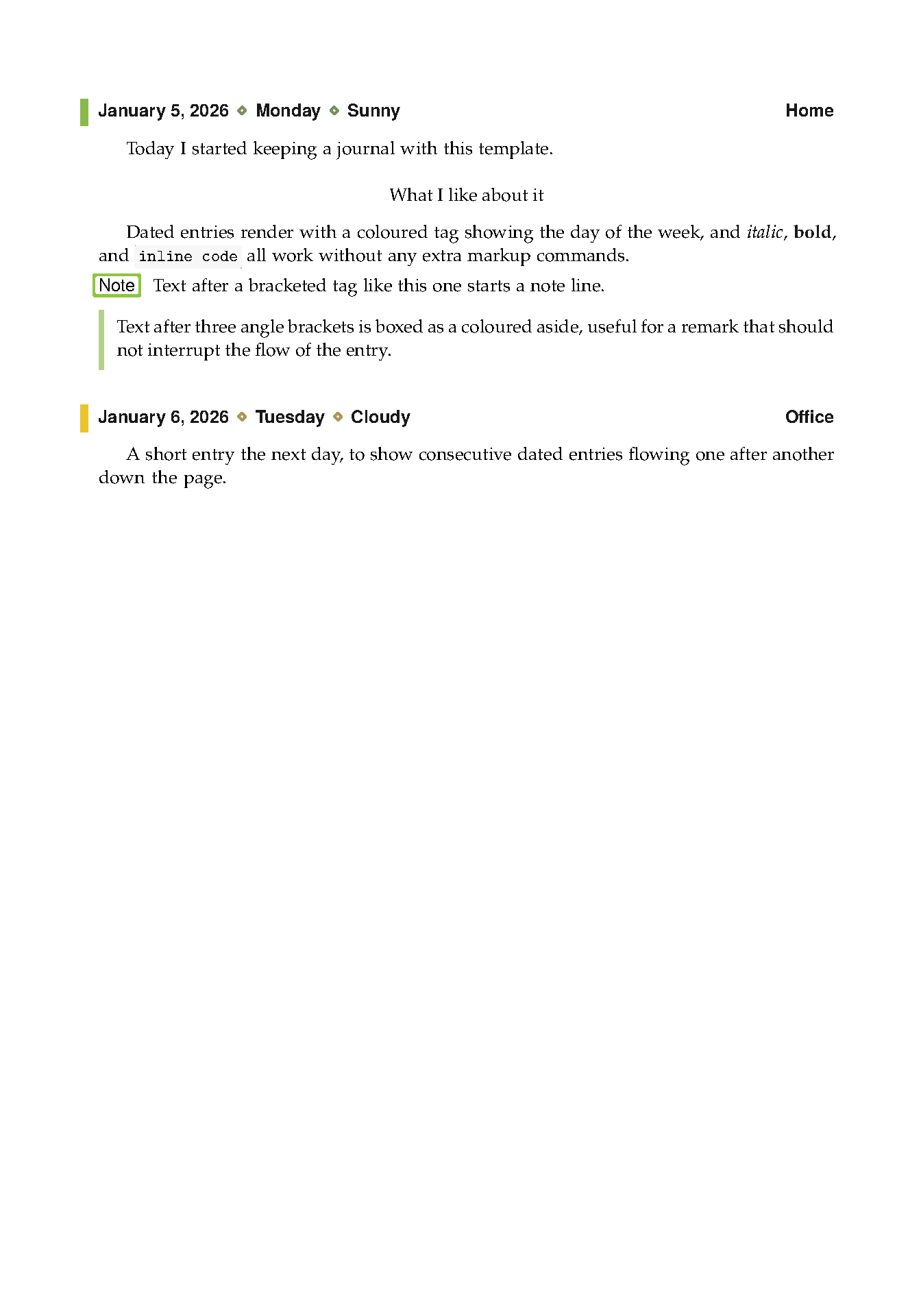 First page of jwjournal Personal Diary