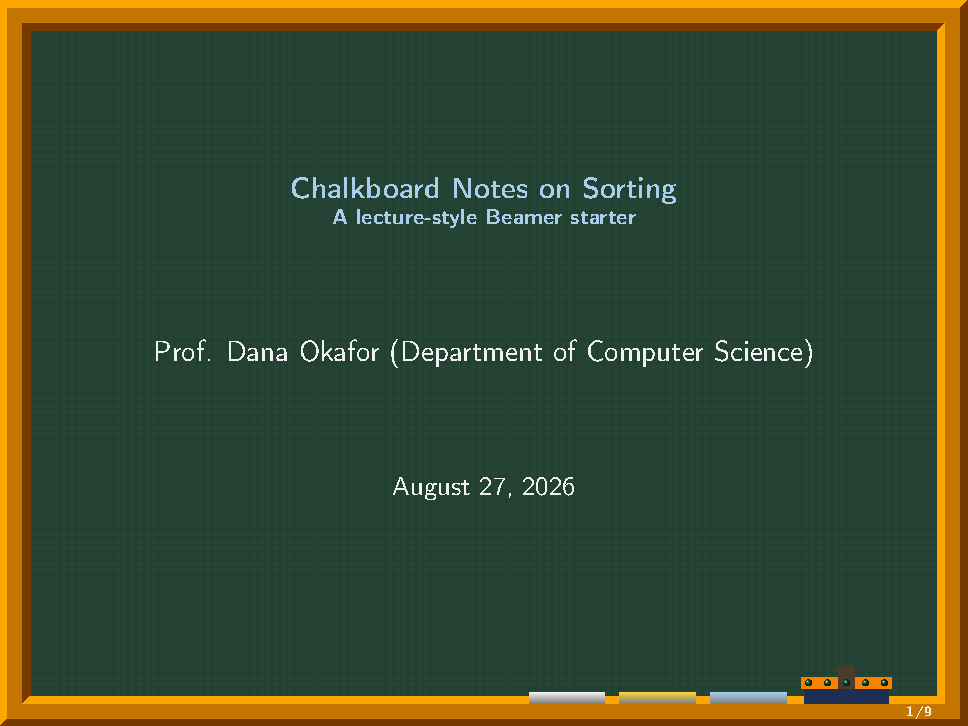 First page of the KMBeamer (Blackboard) template