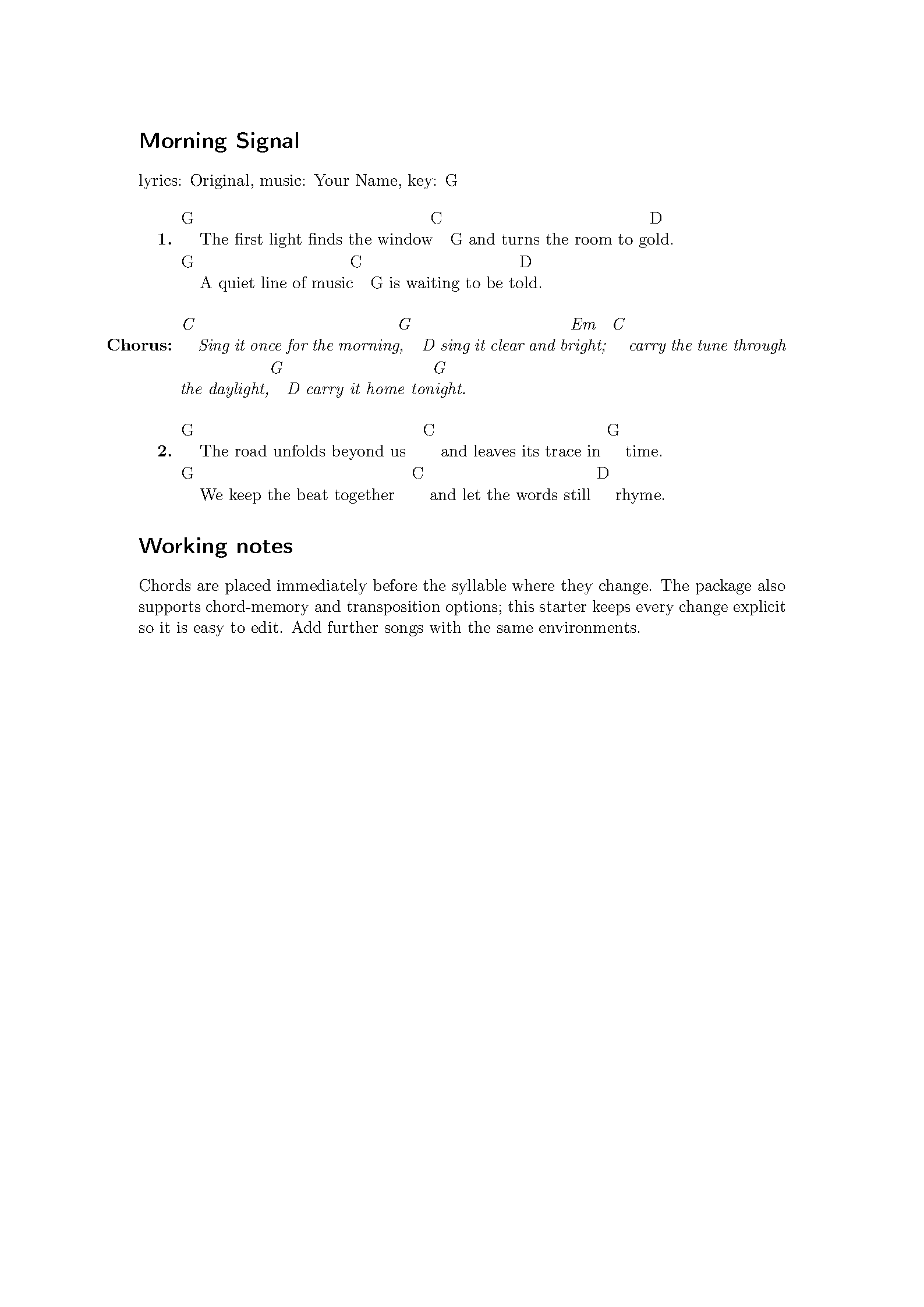First page of Leadsheets Songbook