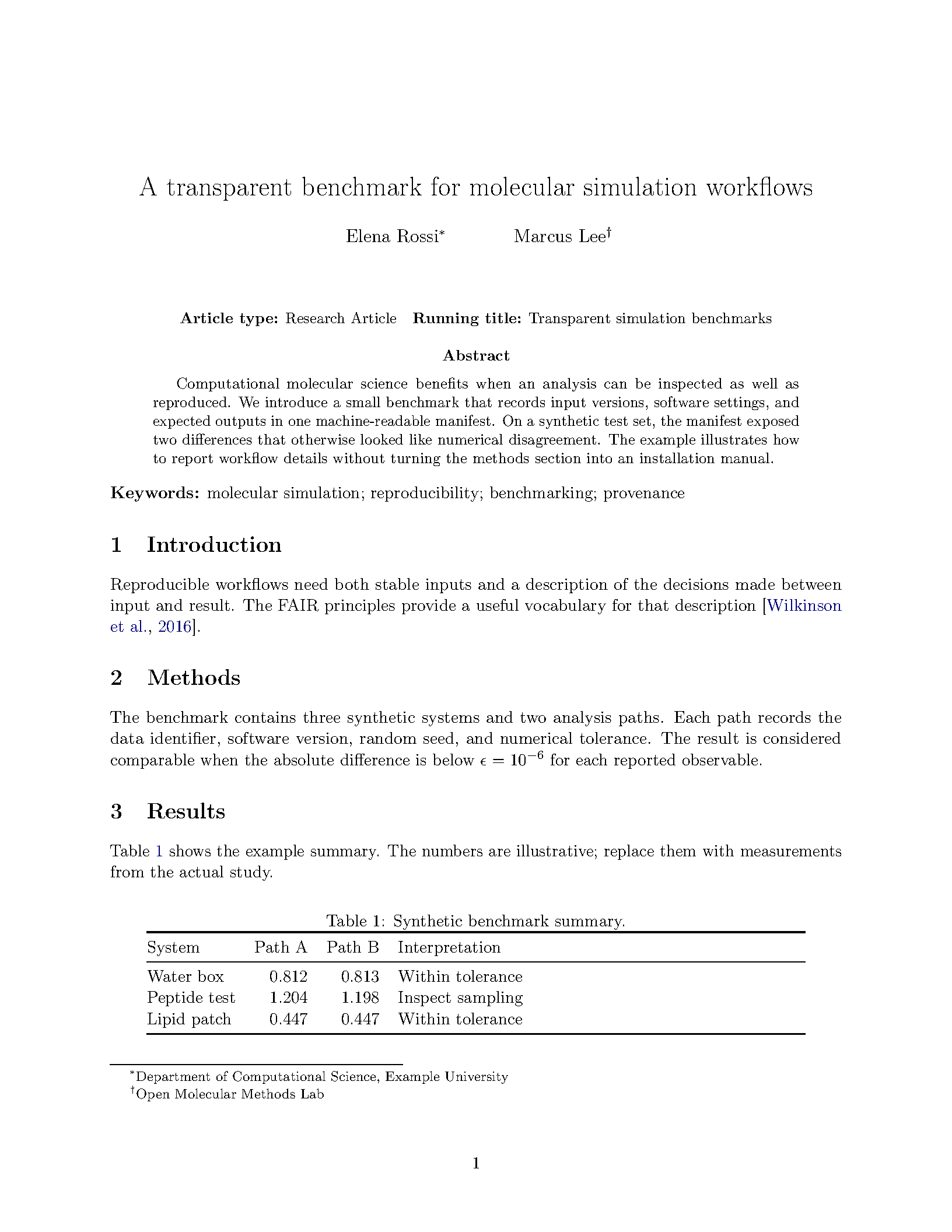 First page of Living Journal of Computational Molecular Sciences