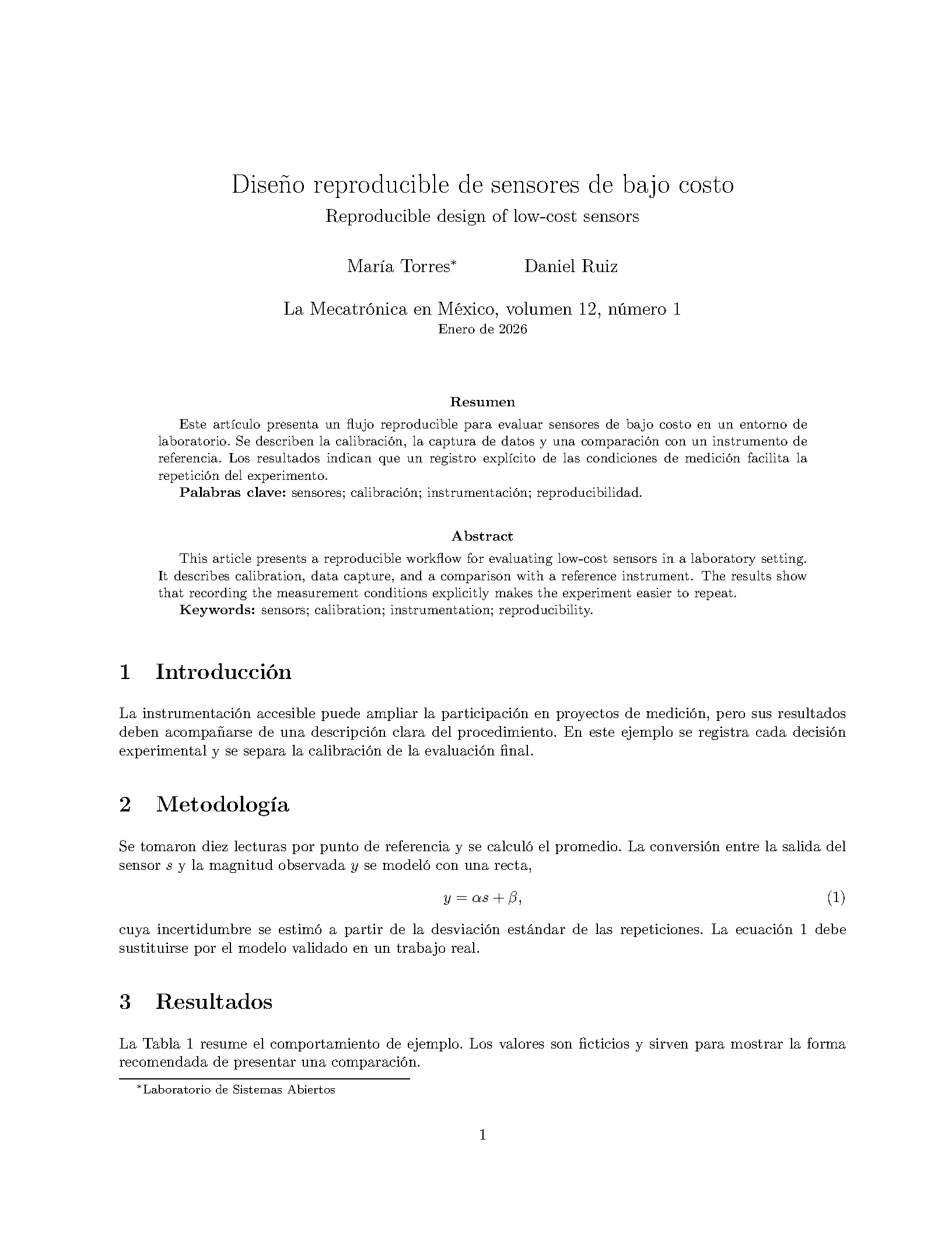 First page of La Mecatrónica en México Article