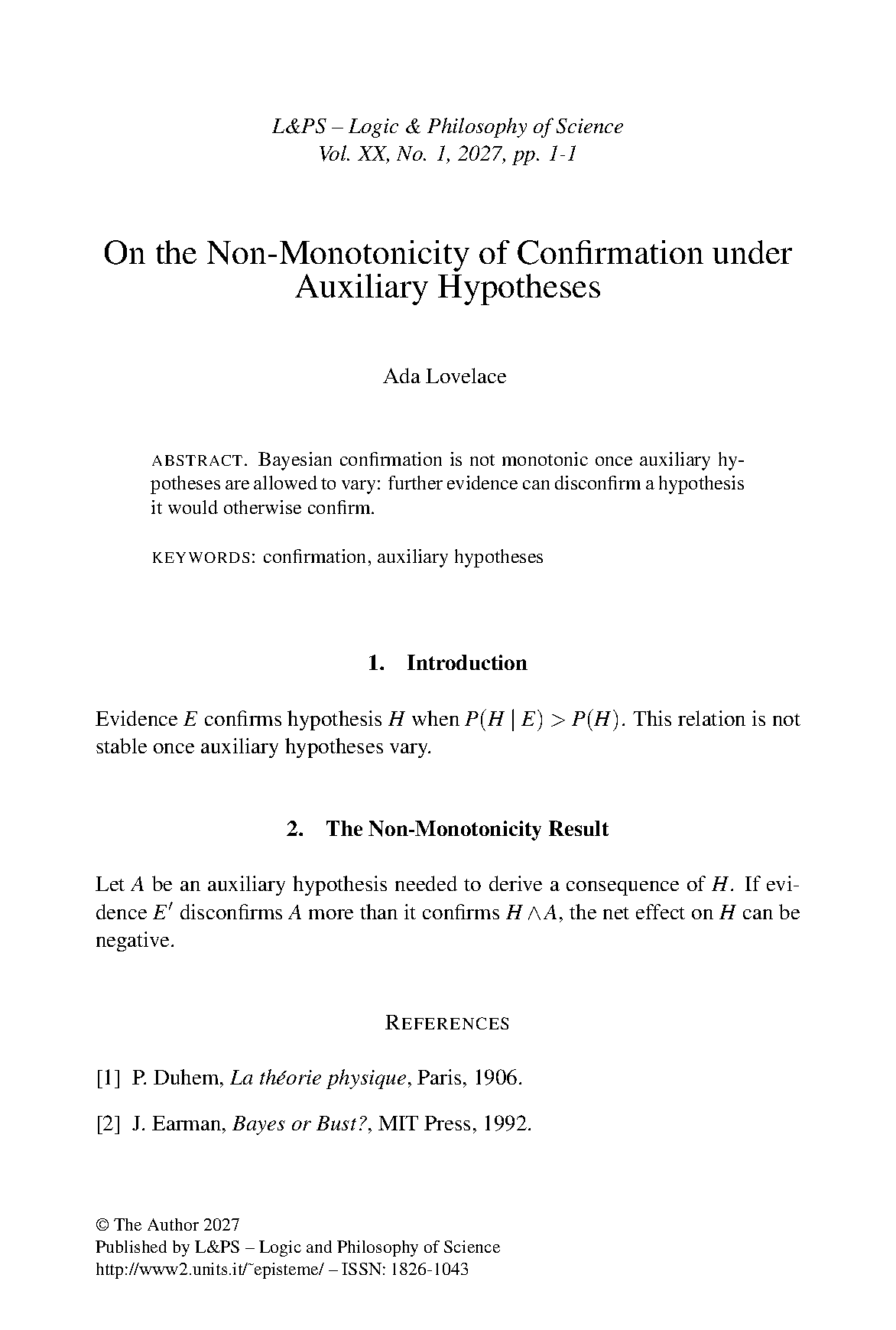 First page of Logic and Philosophy of Science