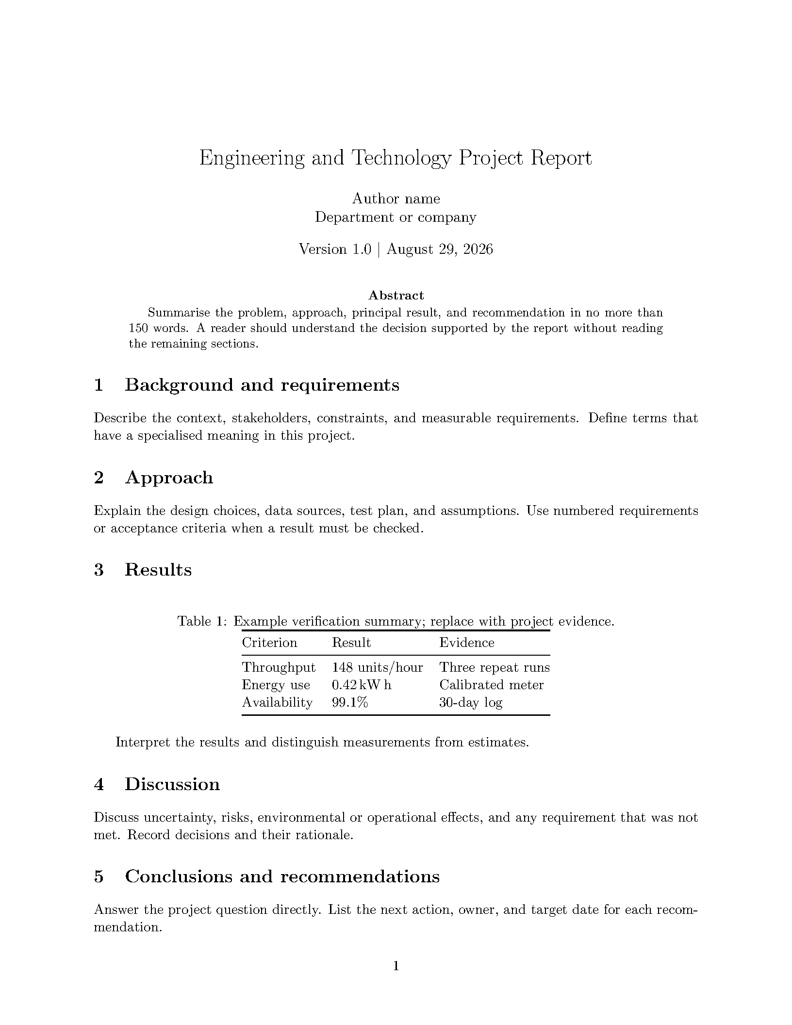 First page of Luleå TVM English Report