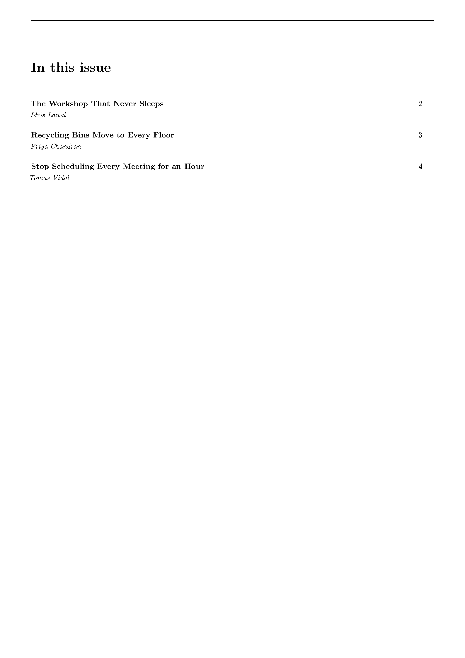 First page of the Magazine-Style Newsletter template