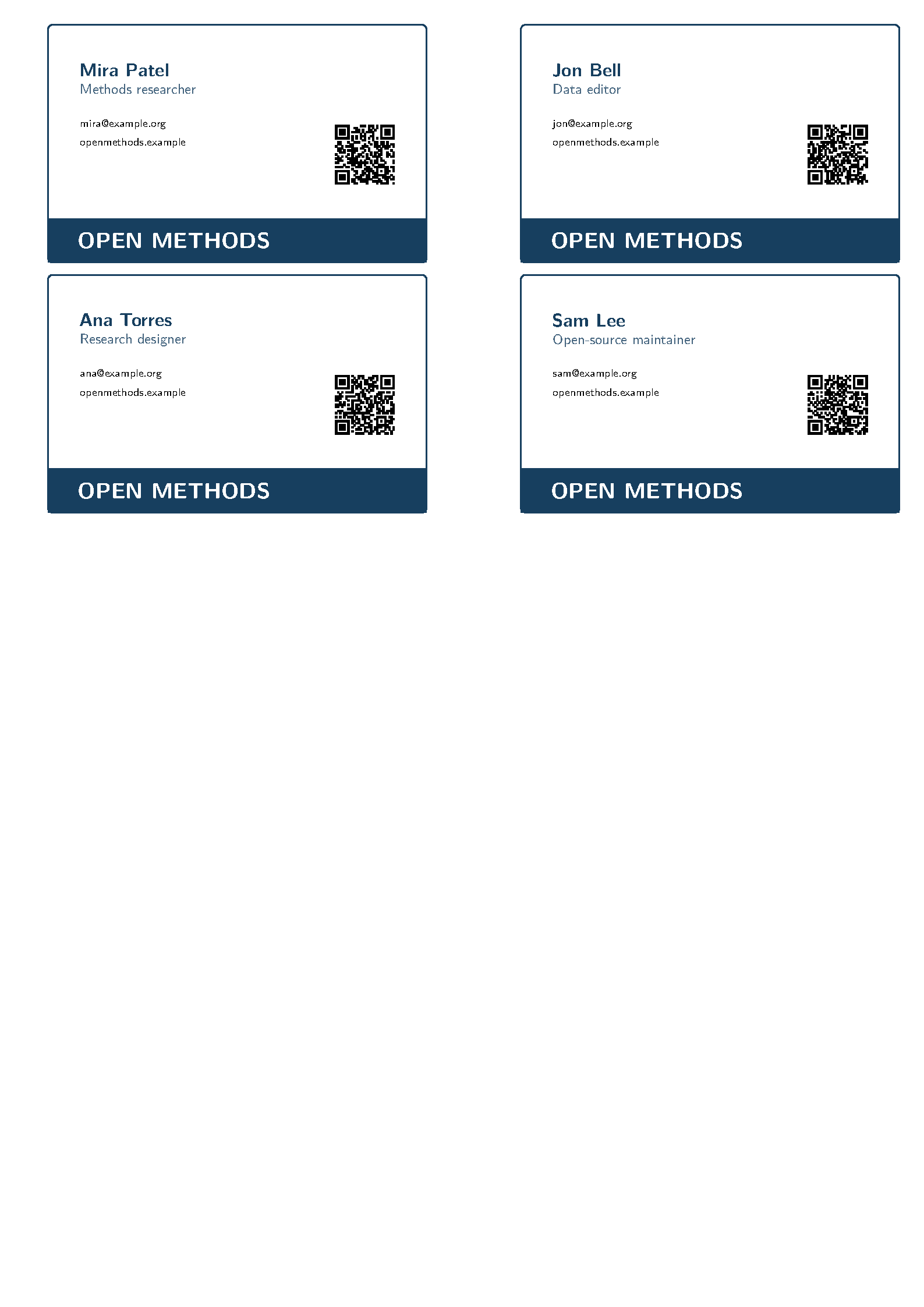 First page of the Mailmerged Conference Name Cards template