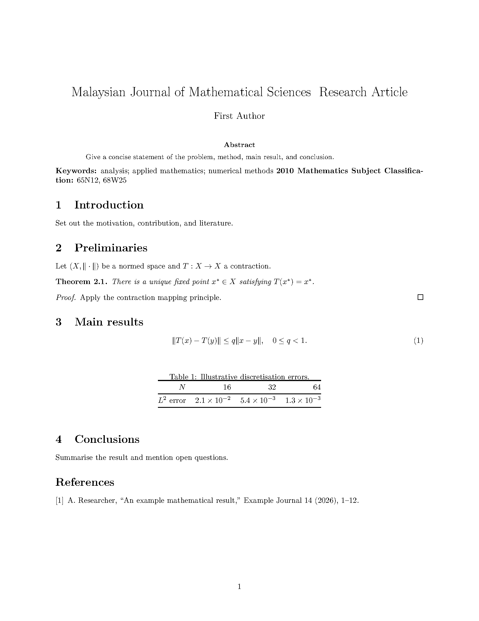 First page of Malaysian Journal of Mathematical Sciences