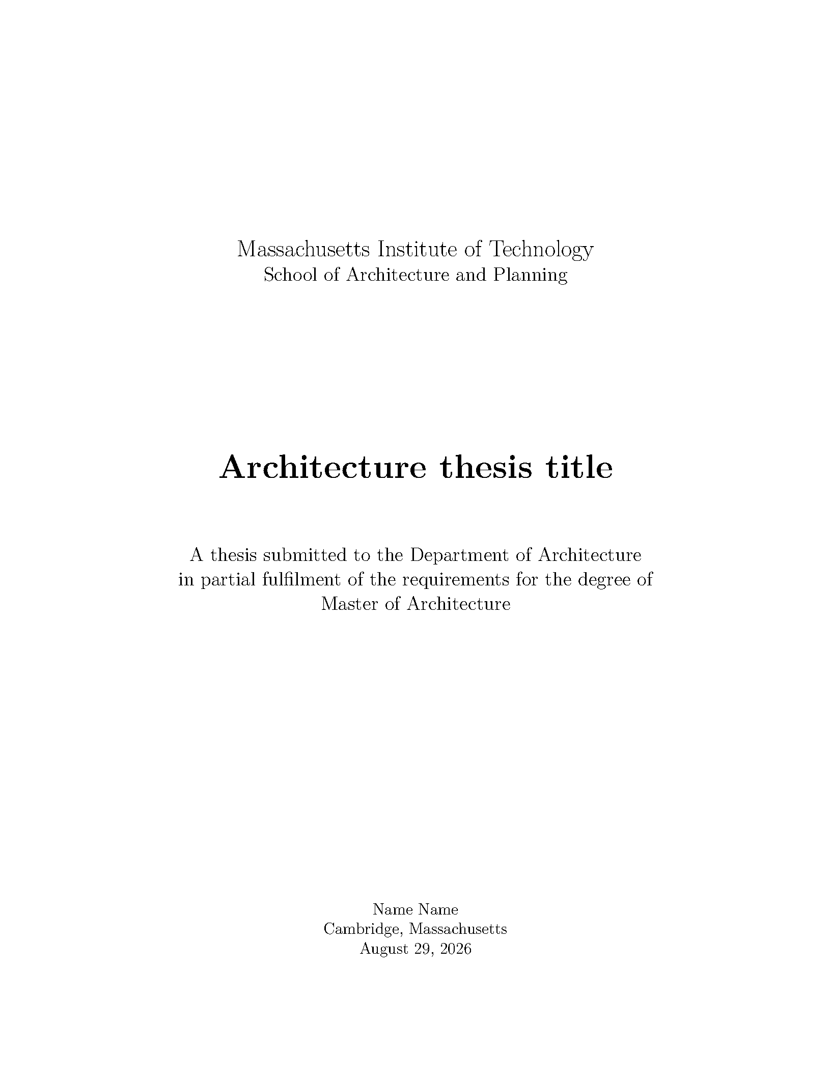 First page of the MIT Architecture Thesis Title-Pages Starter template