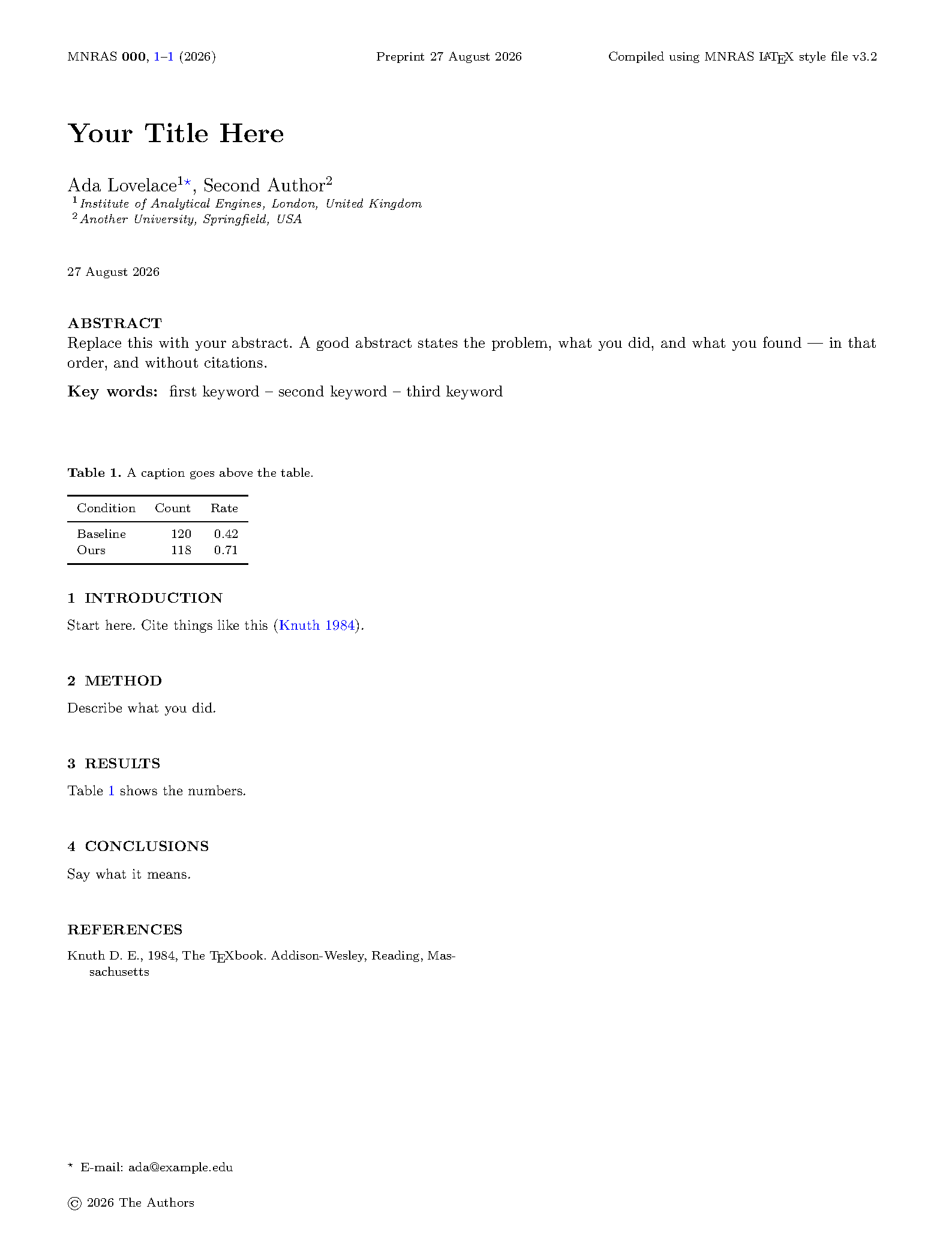 First page of the compiled MNRAS template