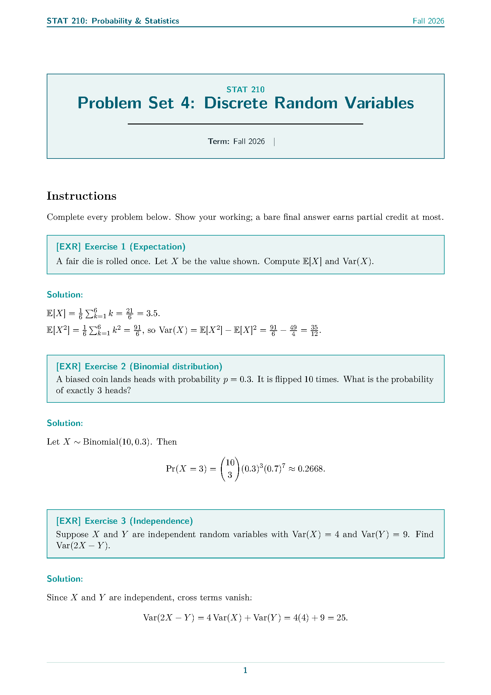 First page of the compiled Modern Class Notes template