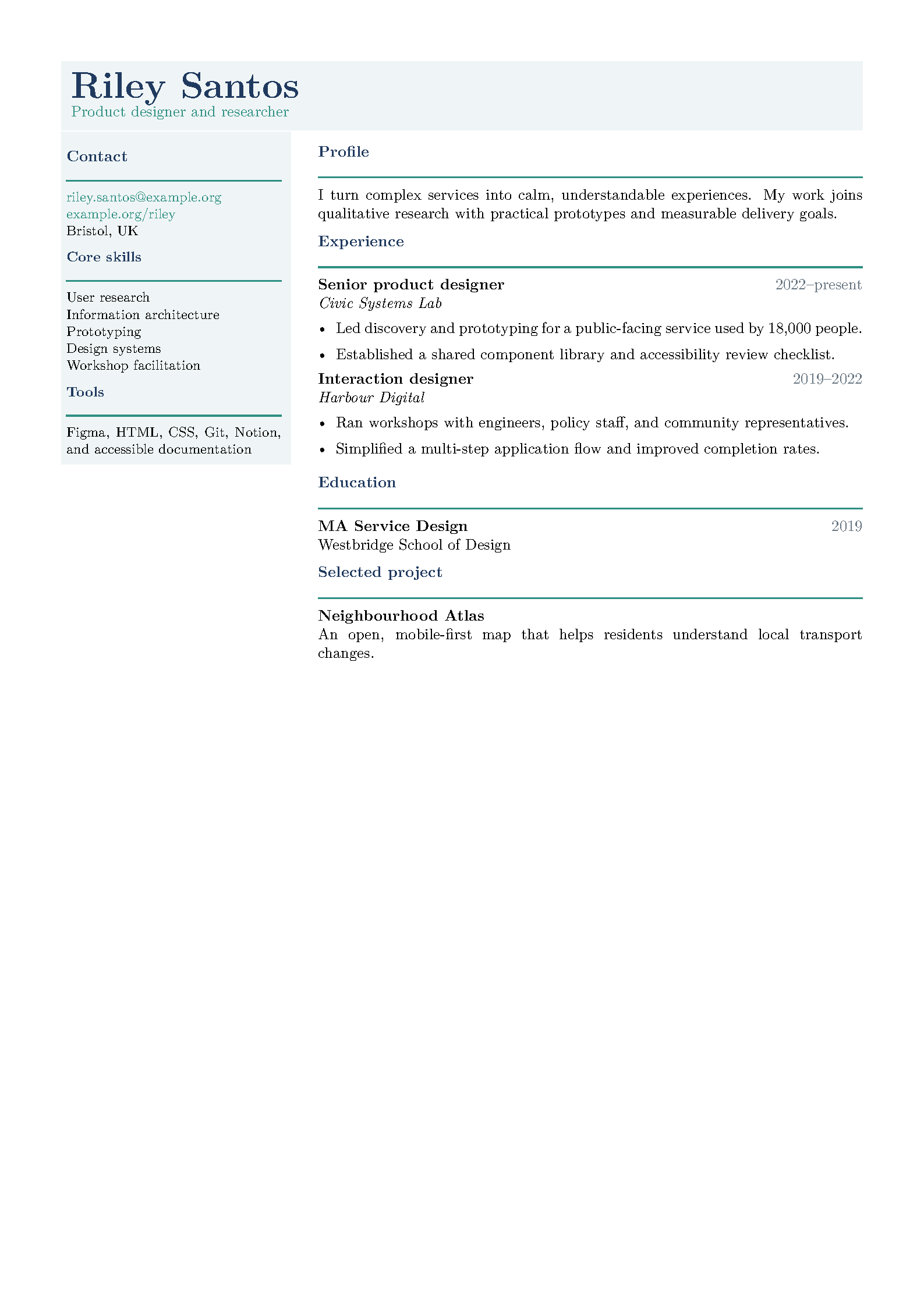 First page of the Modern Resume Template template