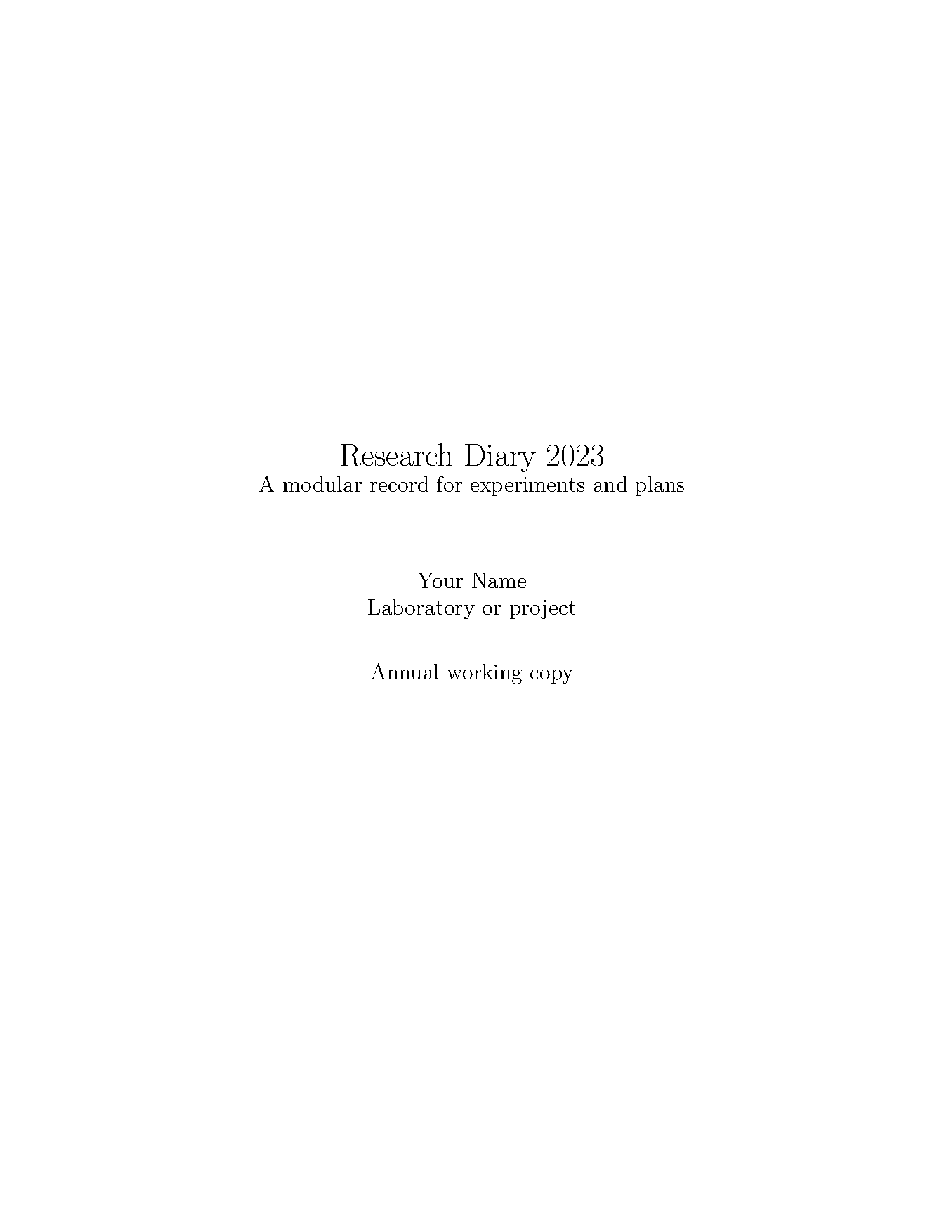 First page of the MooersLab Research Diary 2023 template