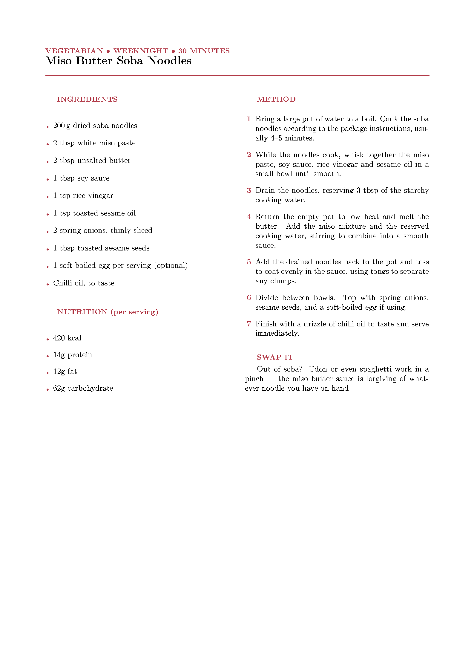 First page of Morgana Recipe