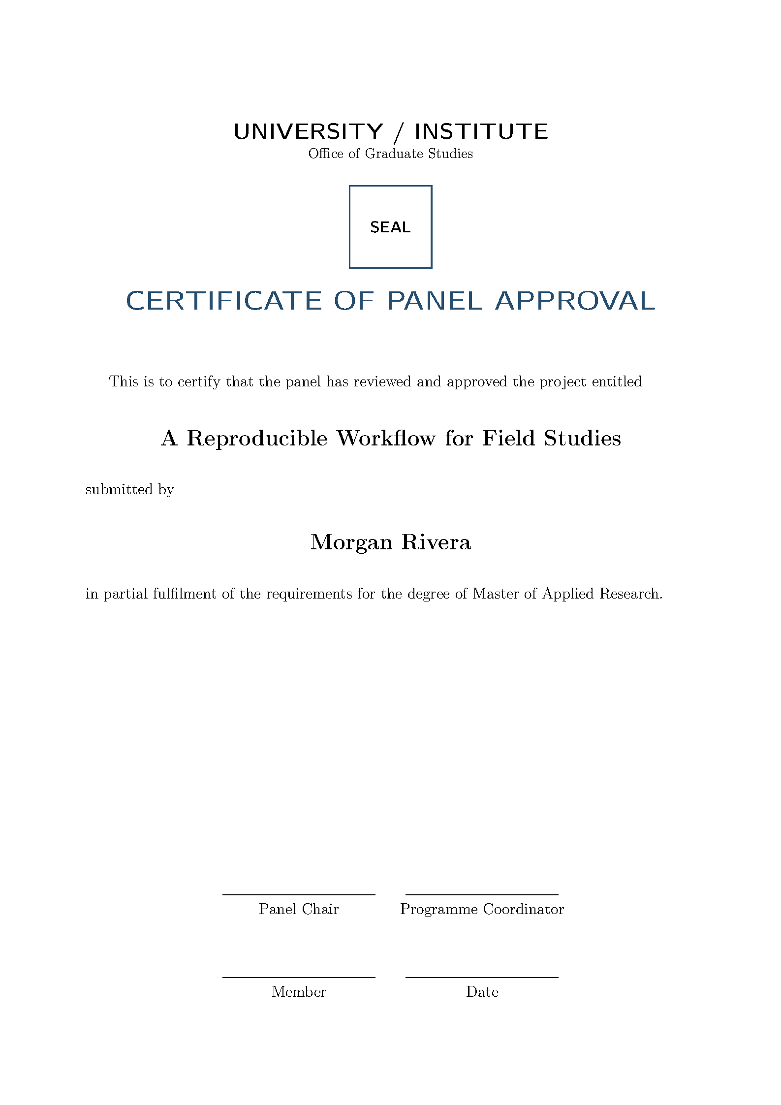 First page of MSU-IIT Certificate of Panel Approval