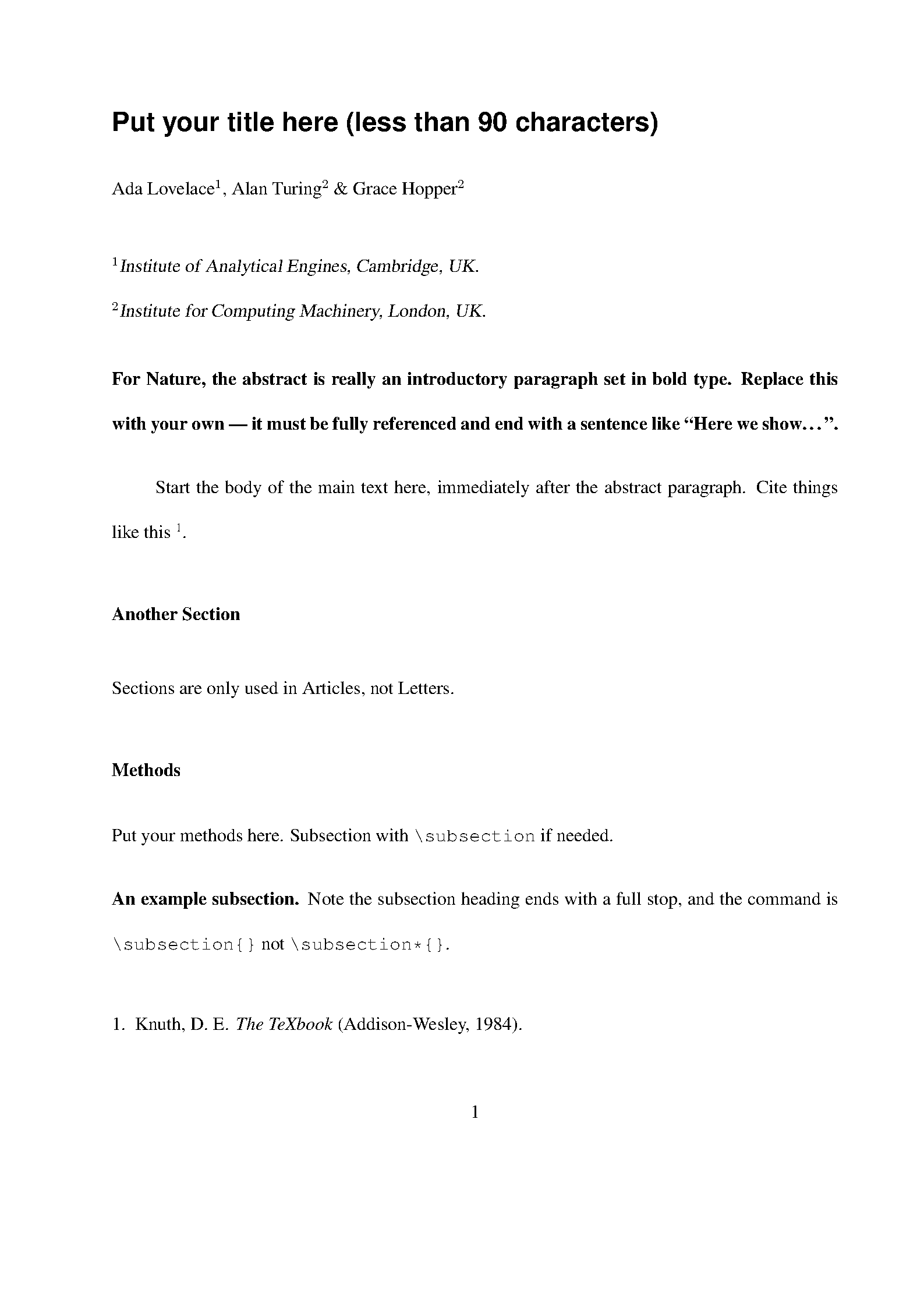 First page of Nature-Style Article (Third-Party)