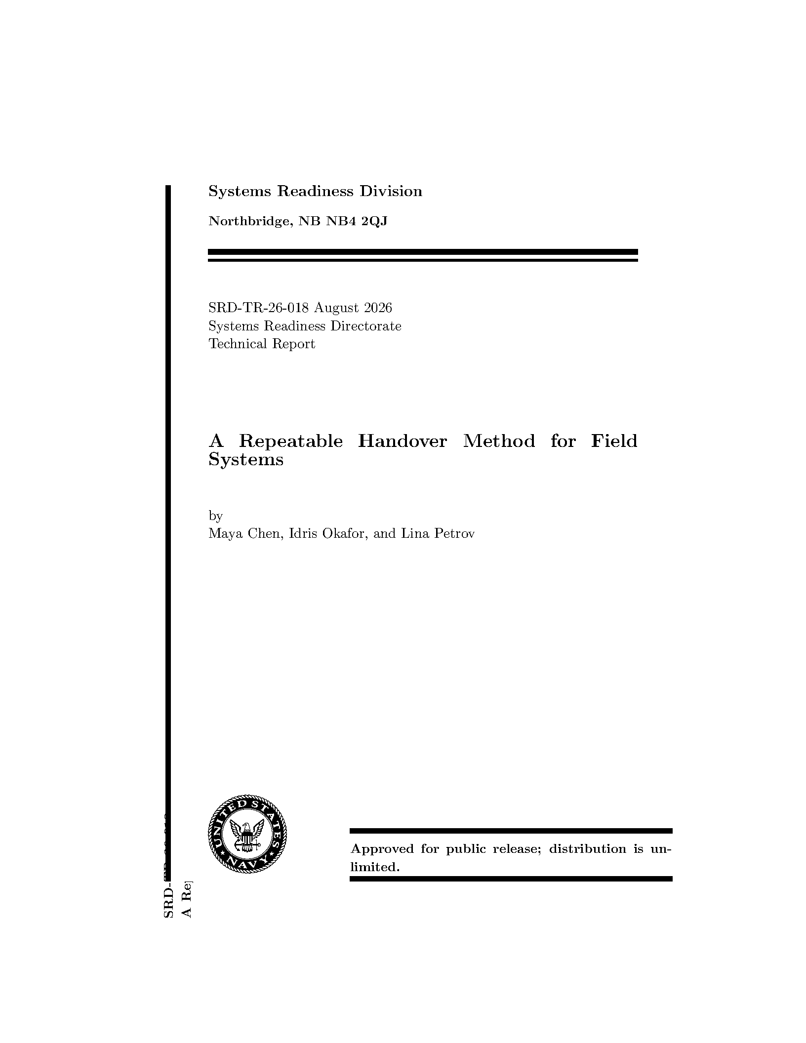 First page of Navy Technical Report
