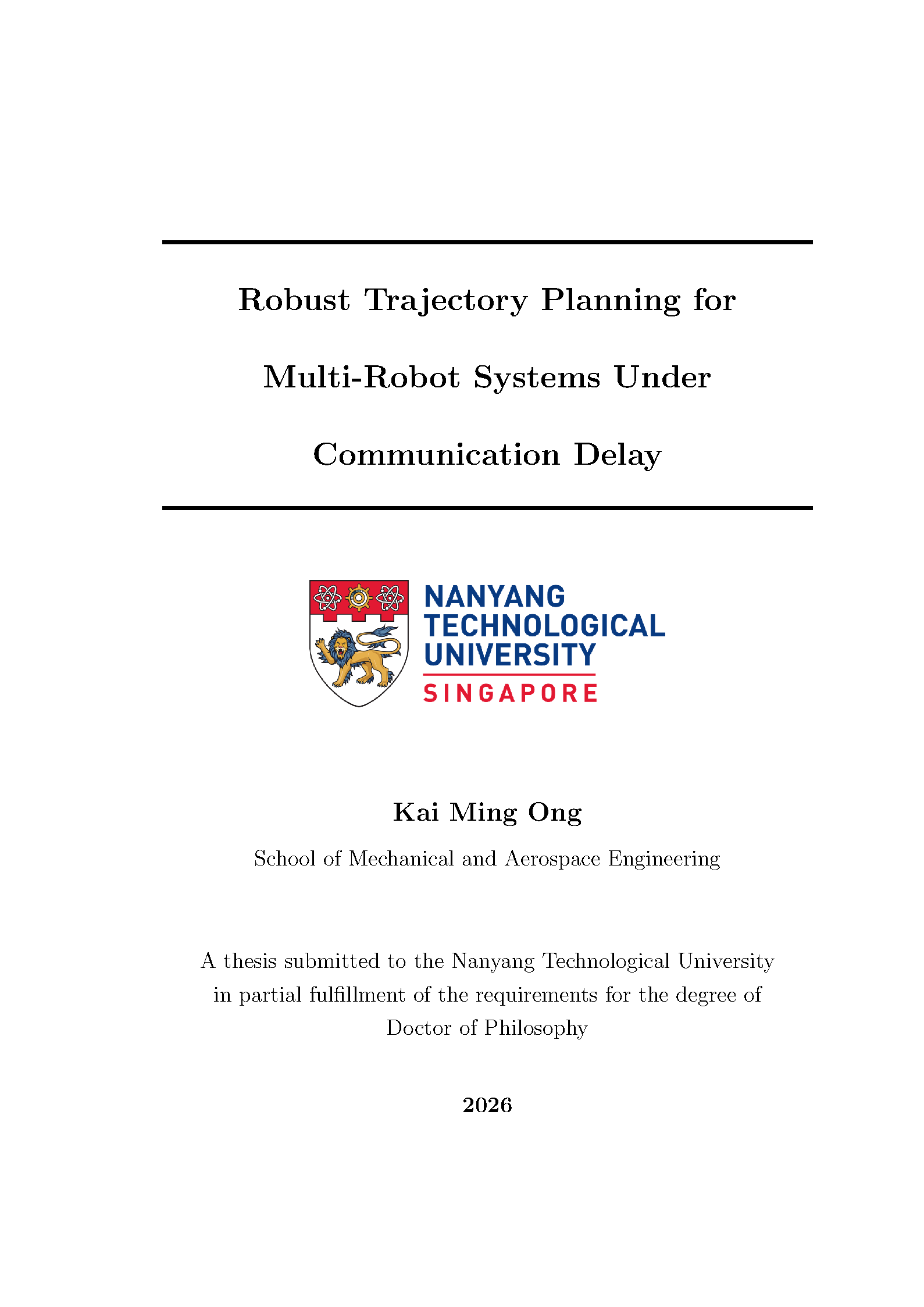 First page of NTU Thesis