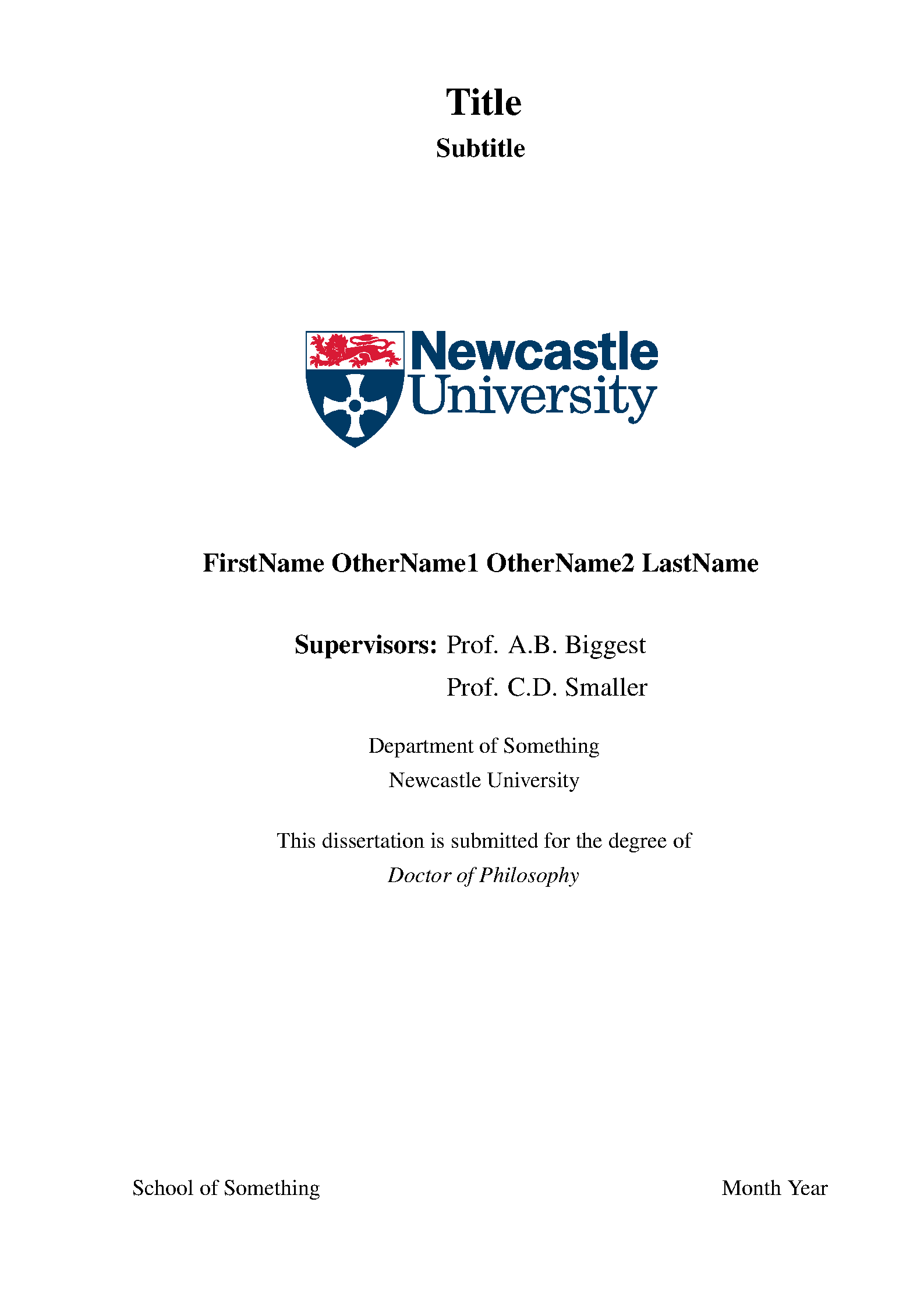 First page of NUTT Newcastle Thesis