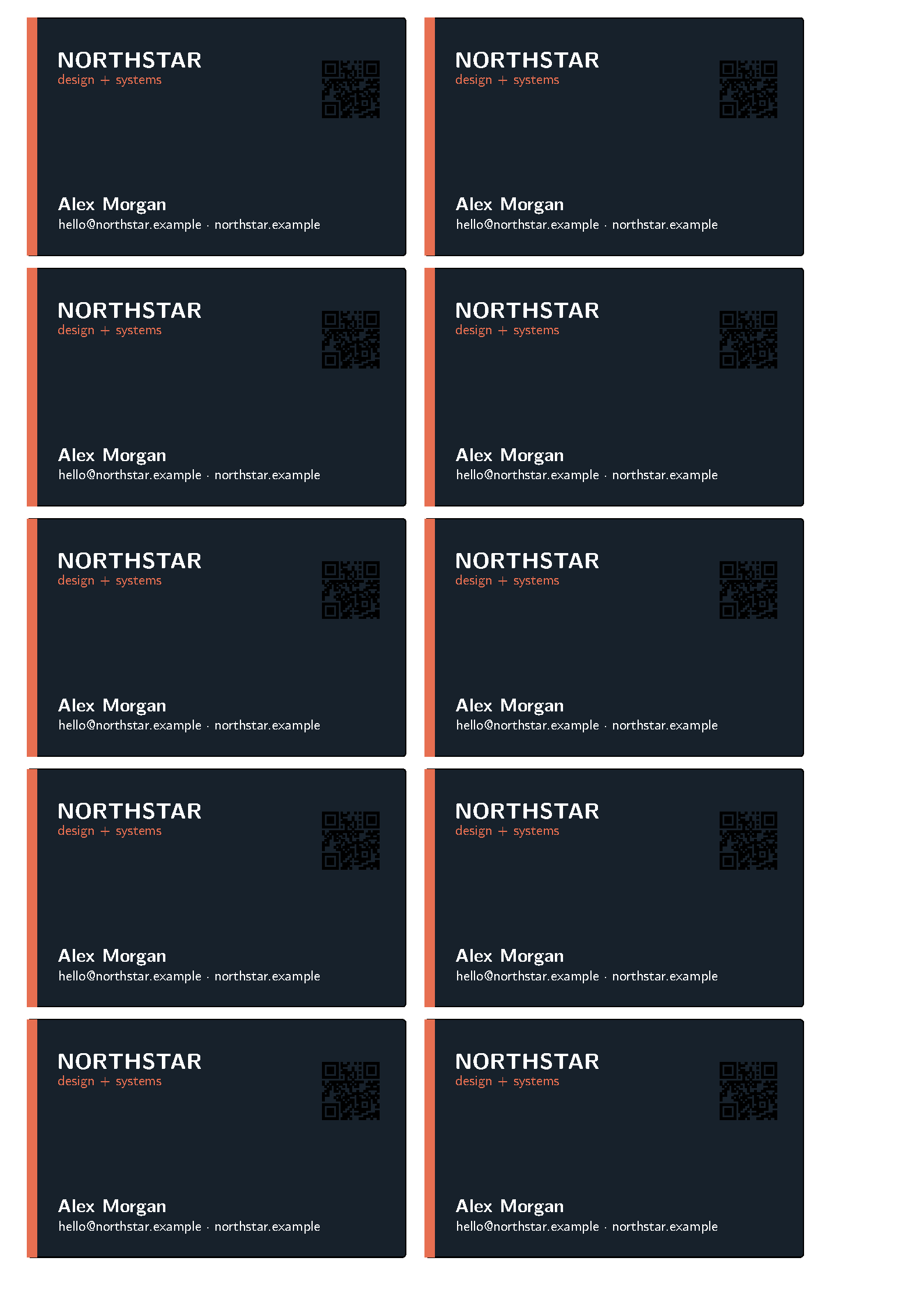 First page of the Opieters Business Card template