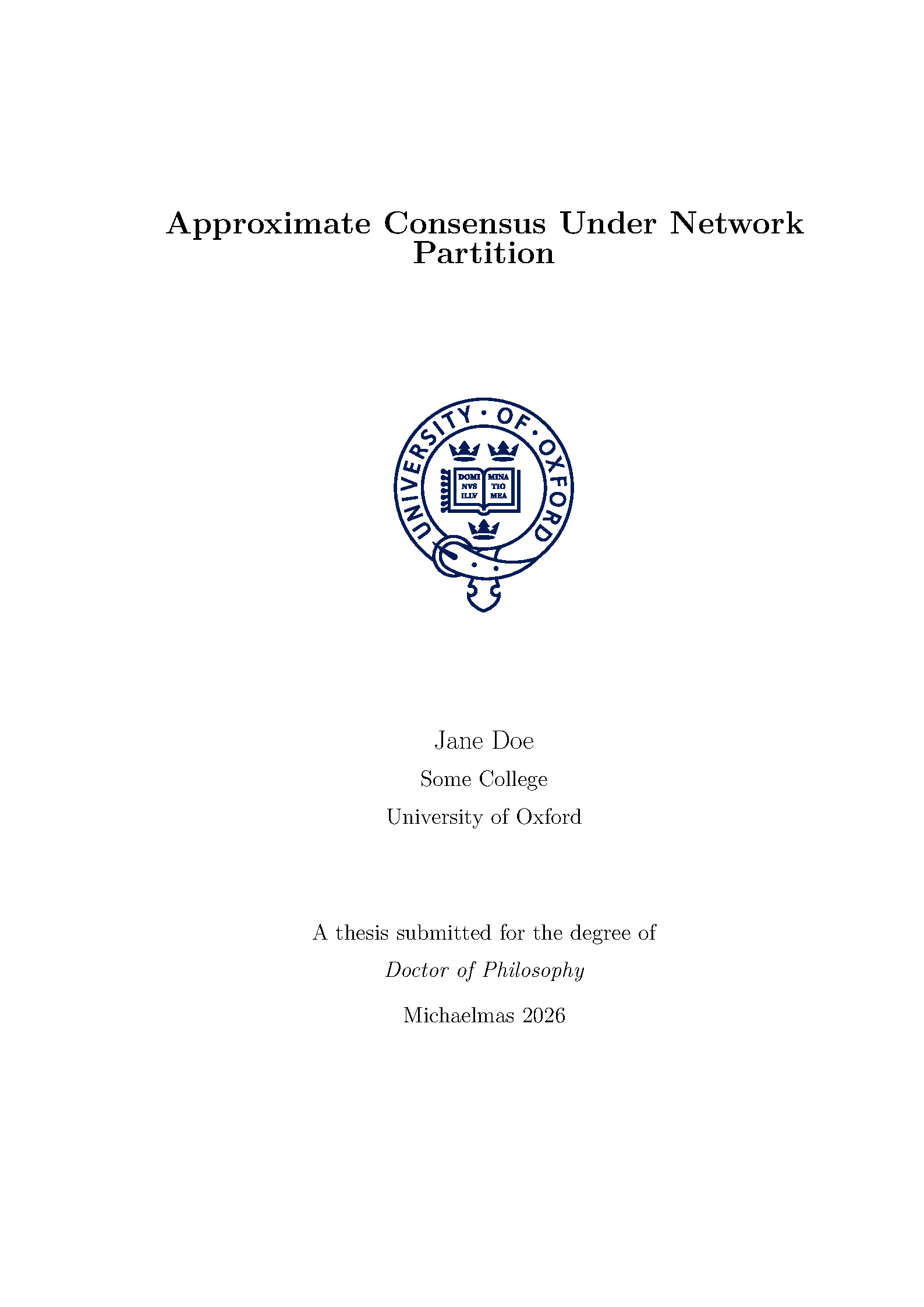 First page of Oxford Thesis (OxThesis)