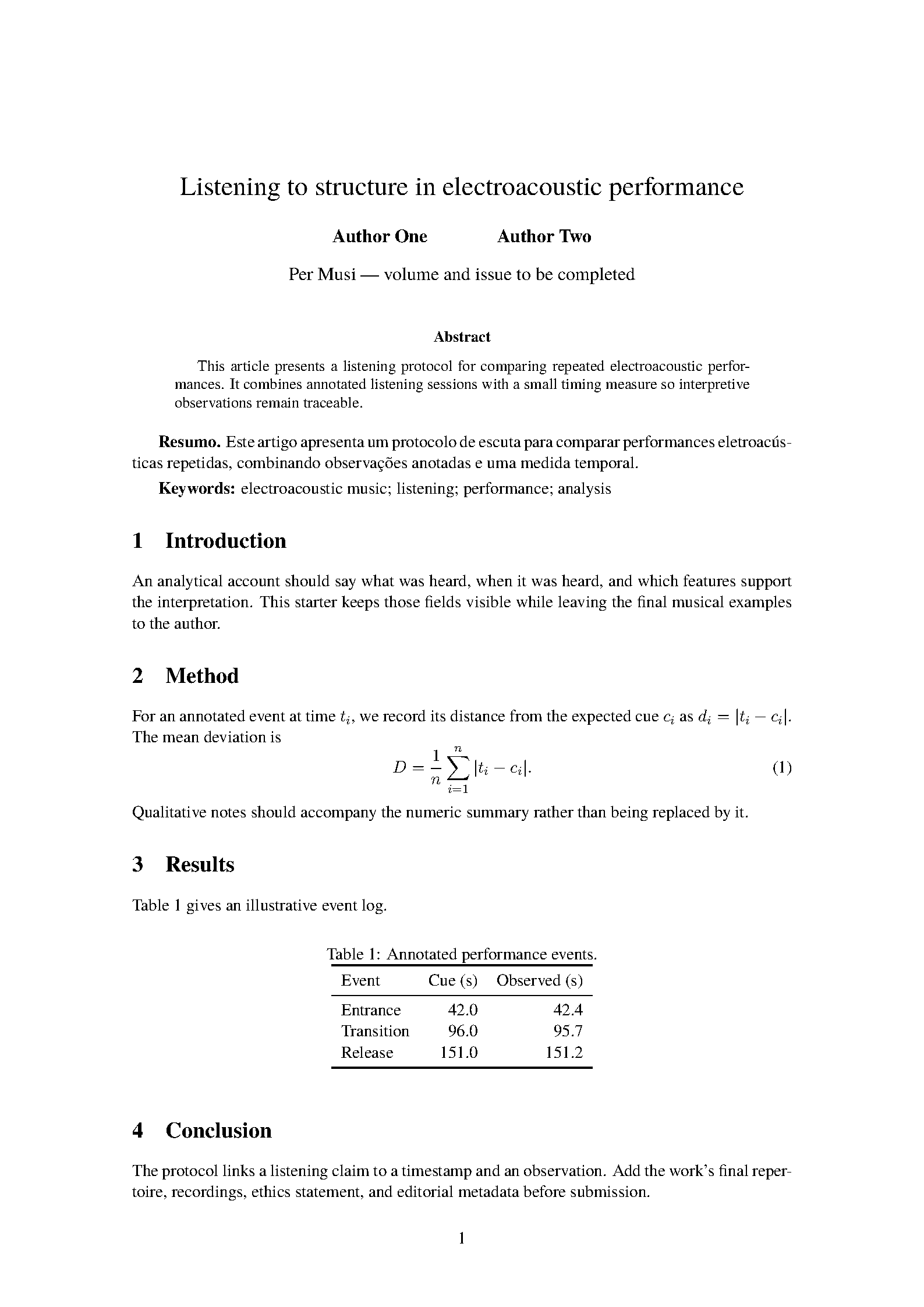 First page of Per Musi