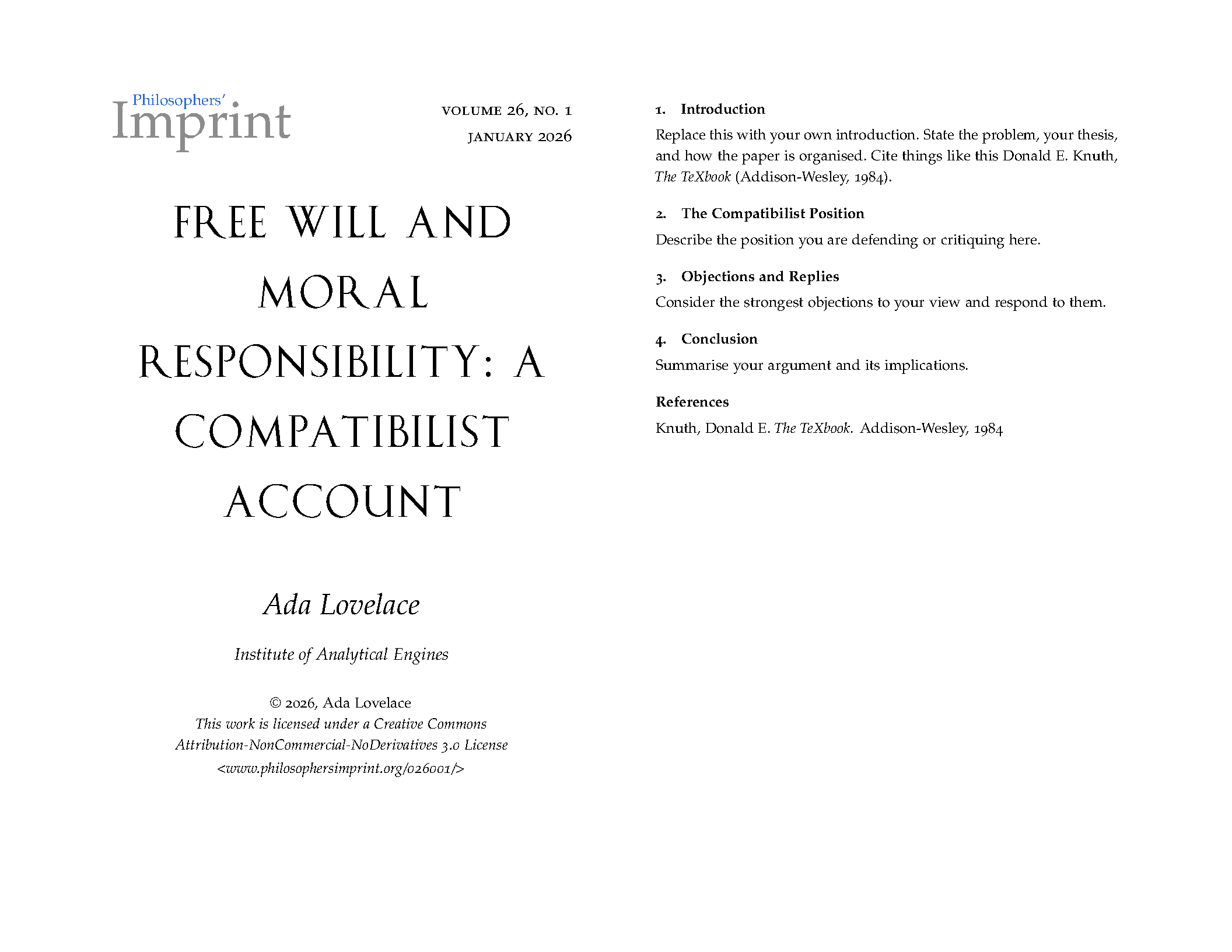 First page of Philosophers' Imprint