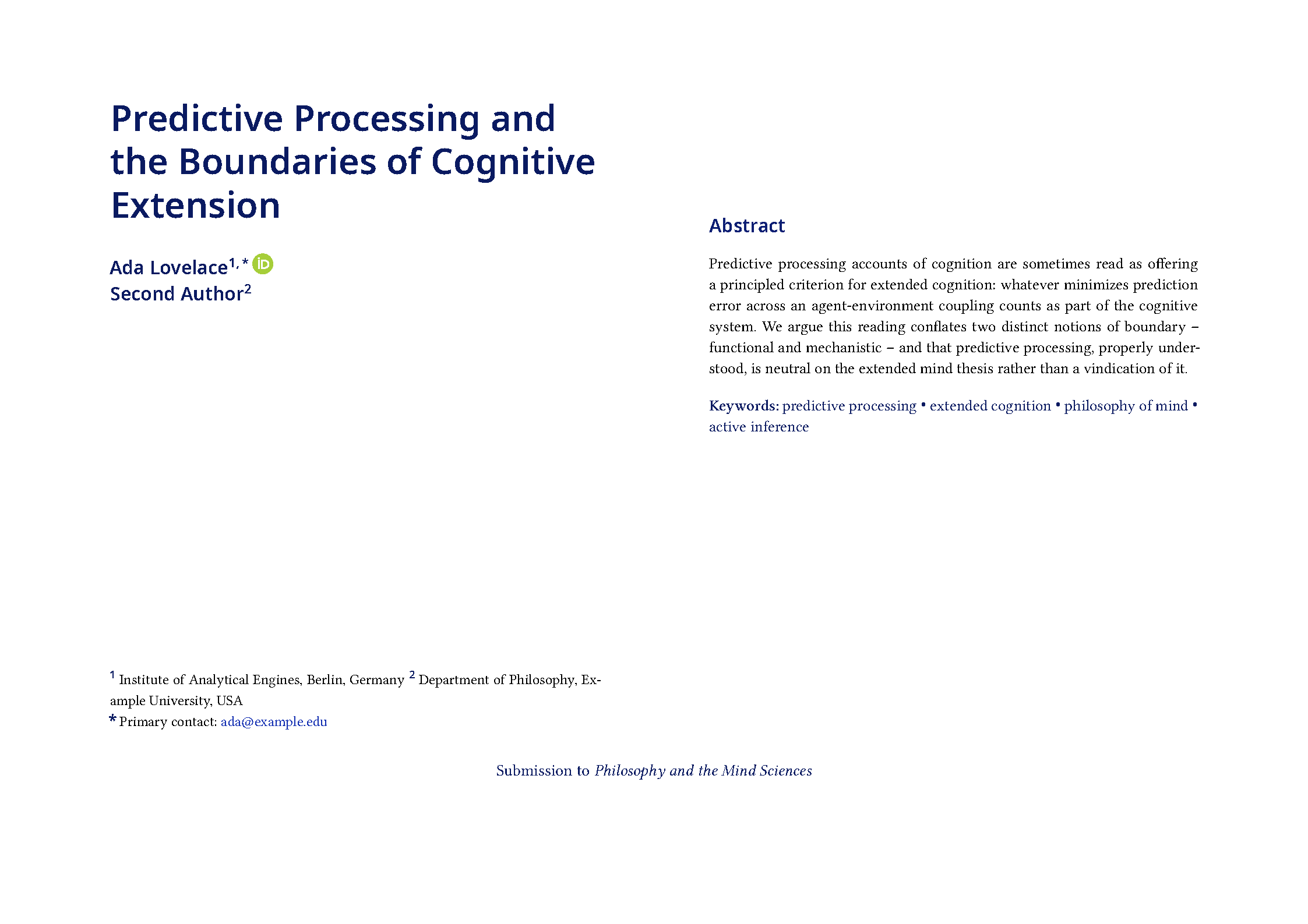 First page of Philosophy and the Mind Sciences