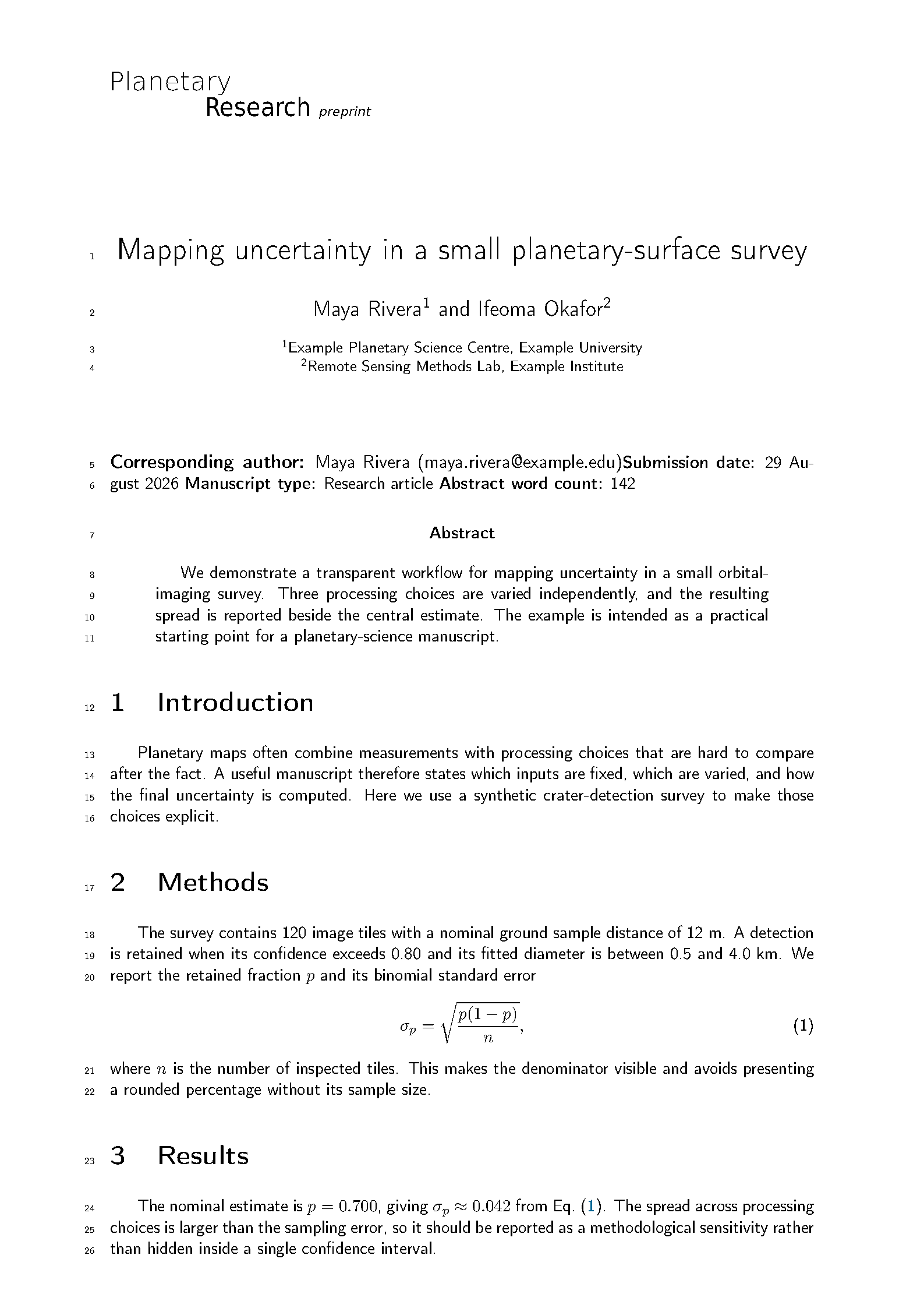 First page of Planetary Research Article