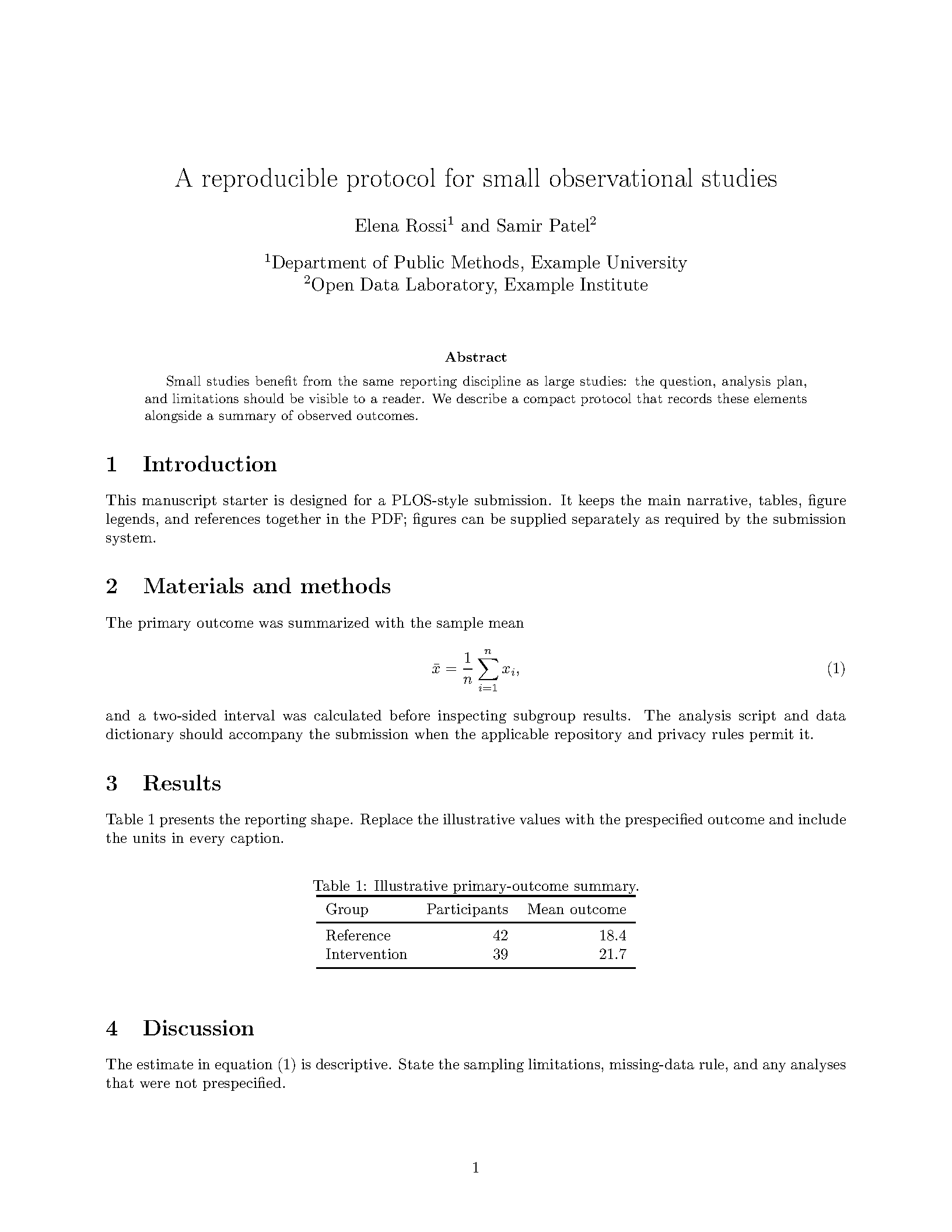 First page of PLOS Article