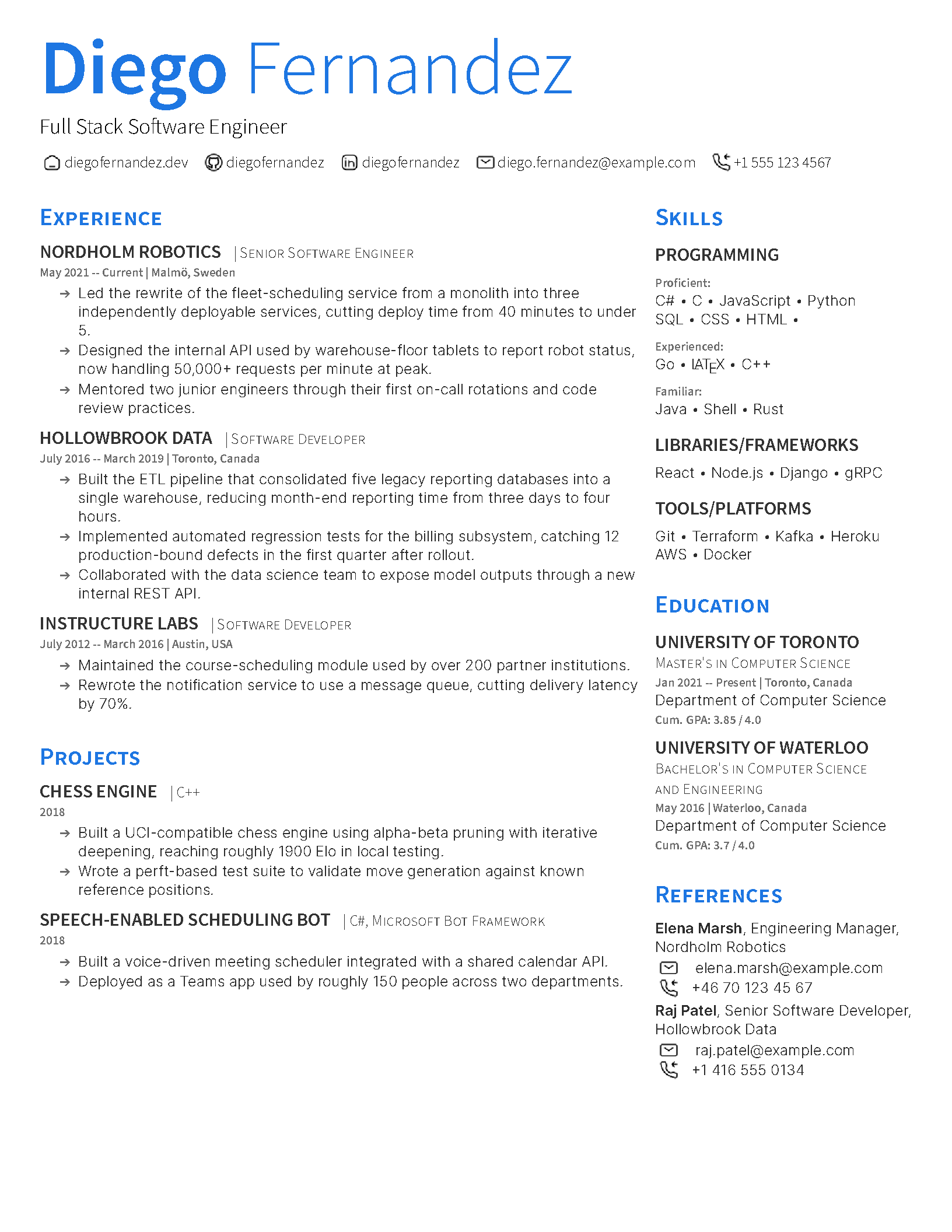 First page of the PlushCV template