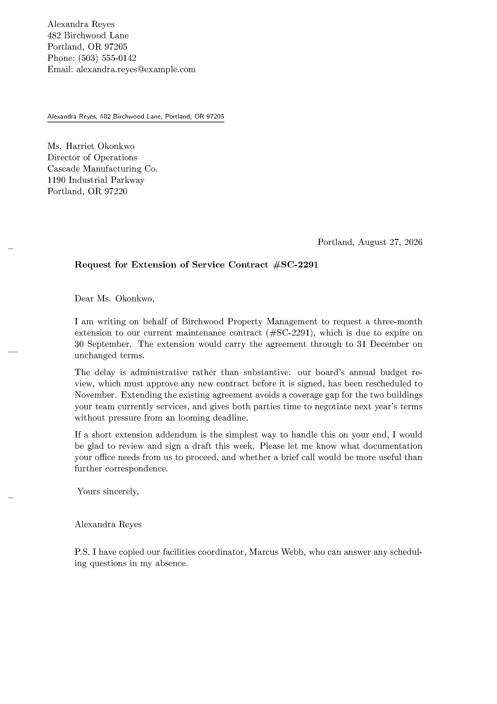 First page of the compiled Professional Formal Letter template