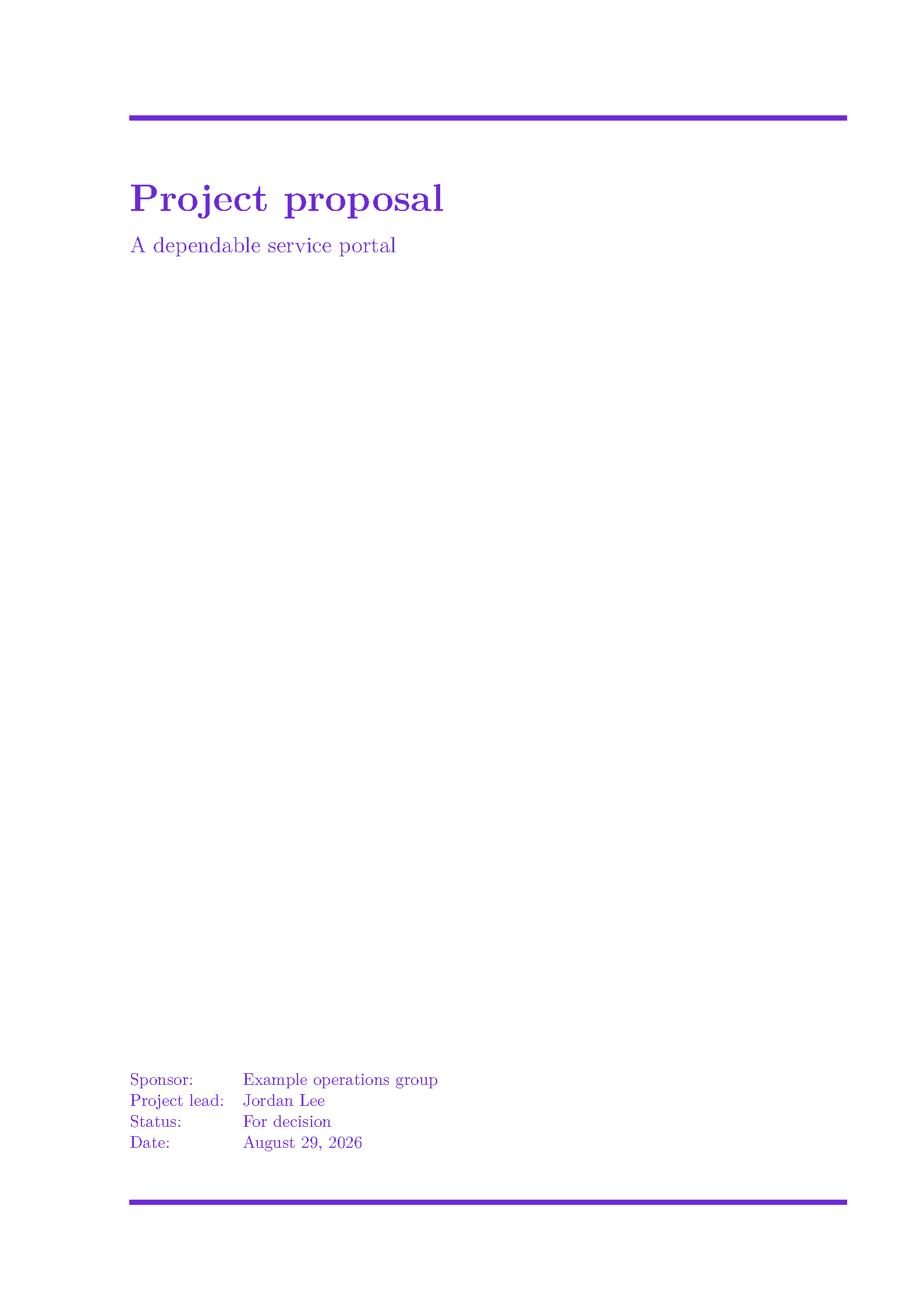 First page of Project Proposal Template