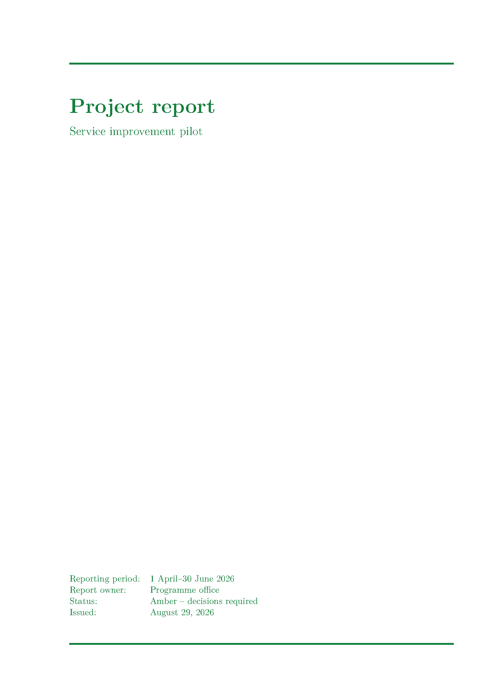 First page of Project Report Template 1