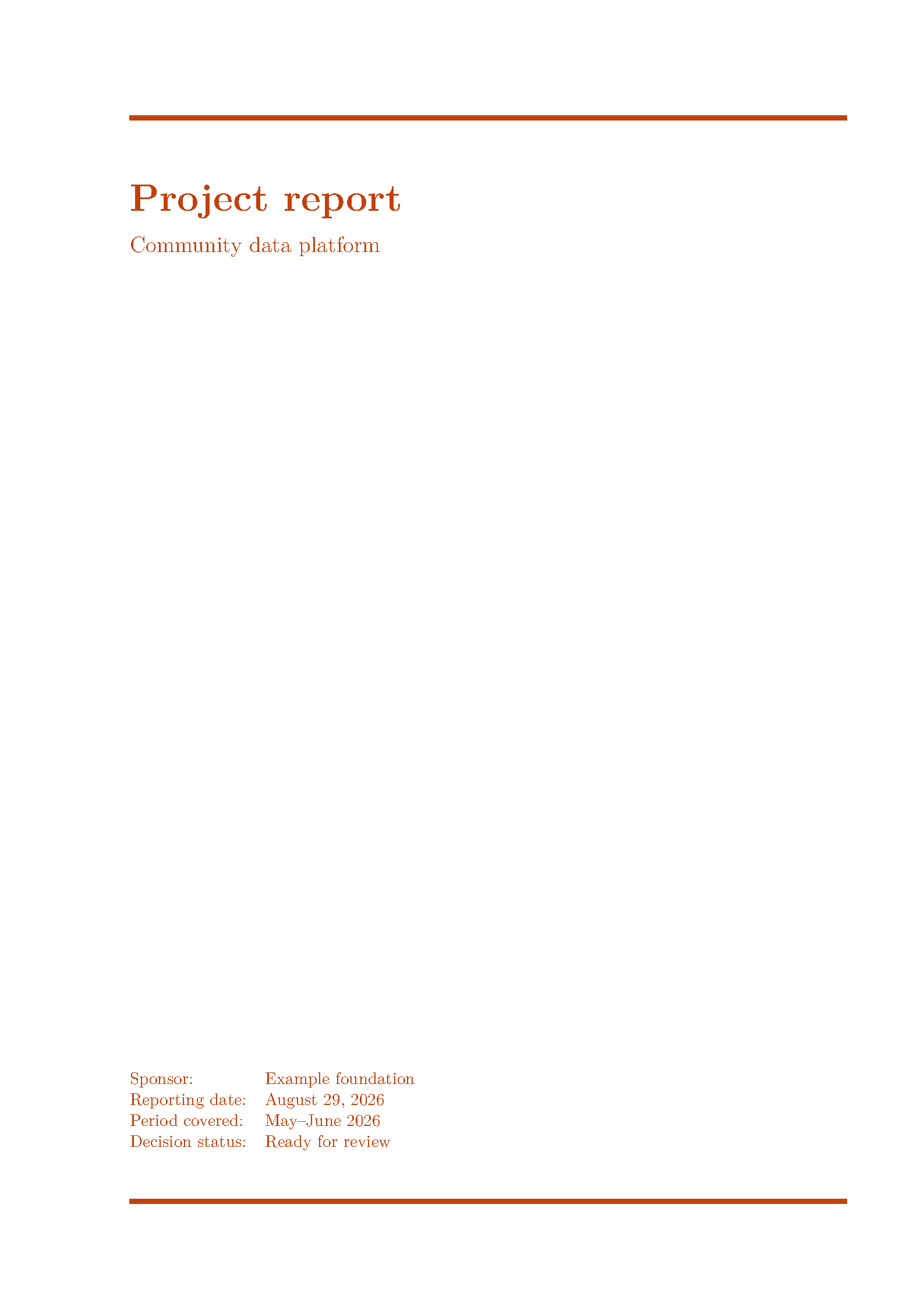 First page of Project Report Template 2