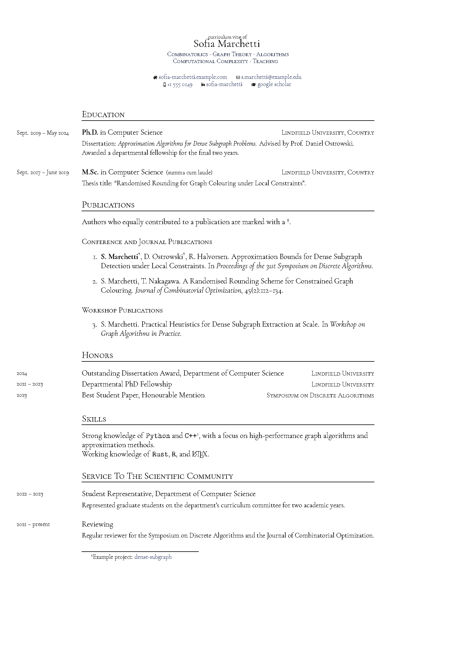 First page of the prometheusCV template