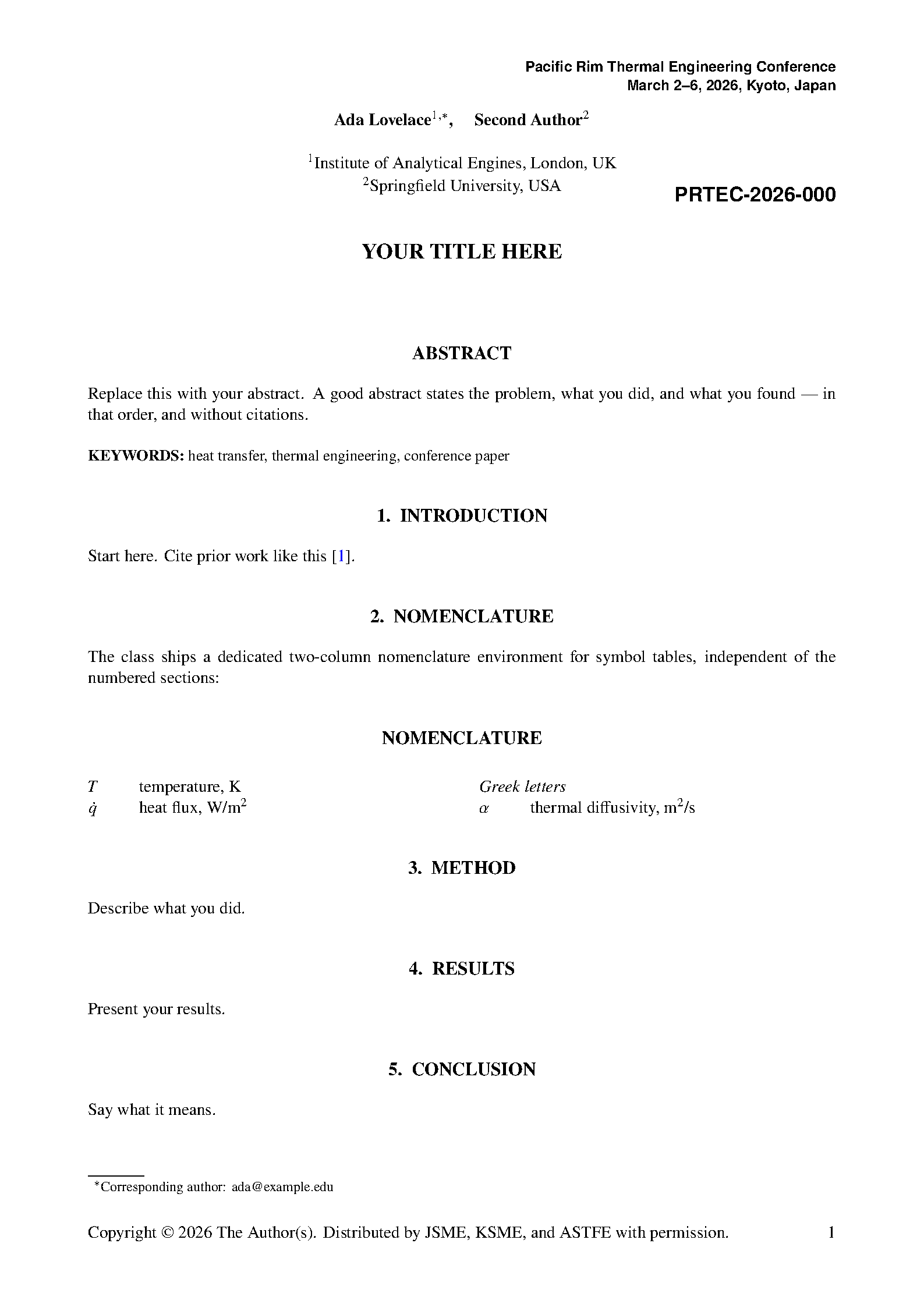 First page of PRTEC Conference Paper