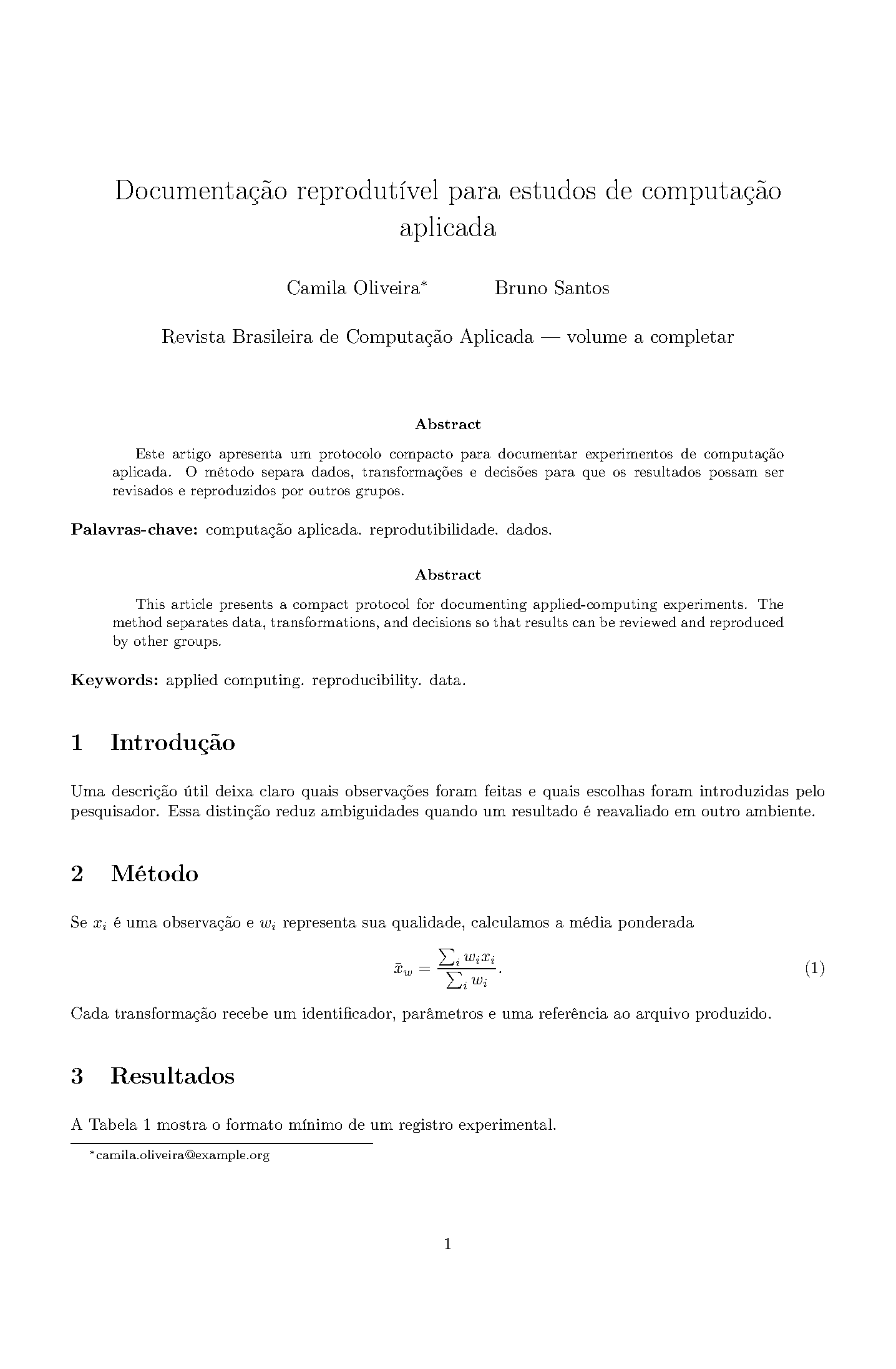 First page of Revista Brasileira de Computação Aplicada