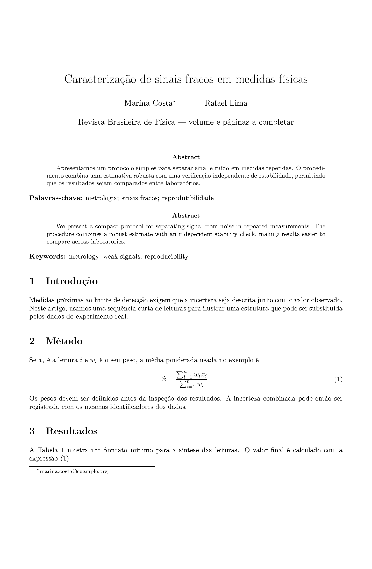 First page of Revista Brasileira de Física Article