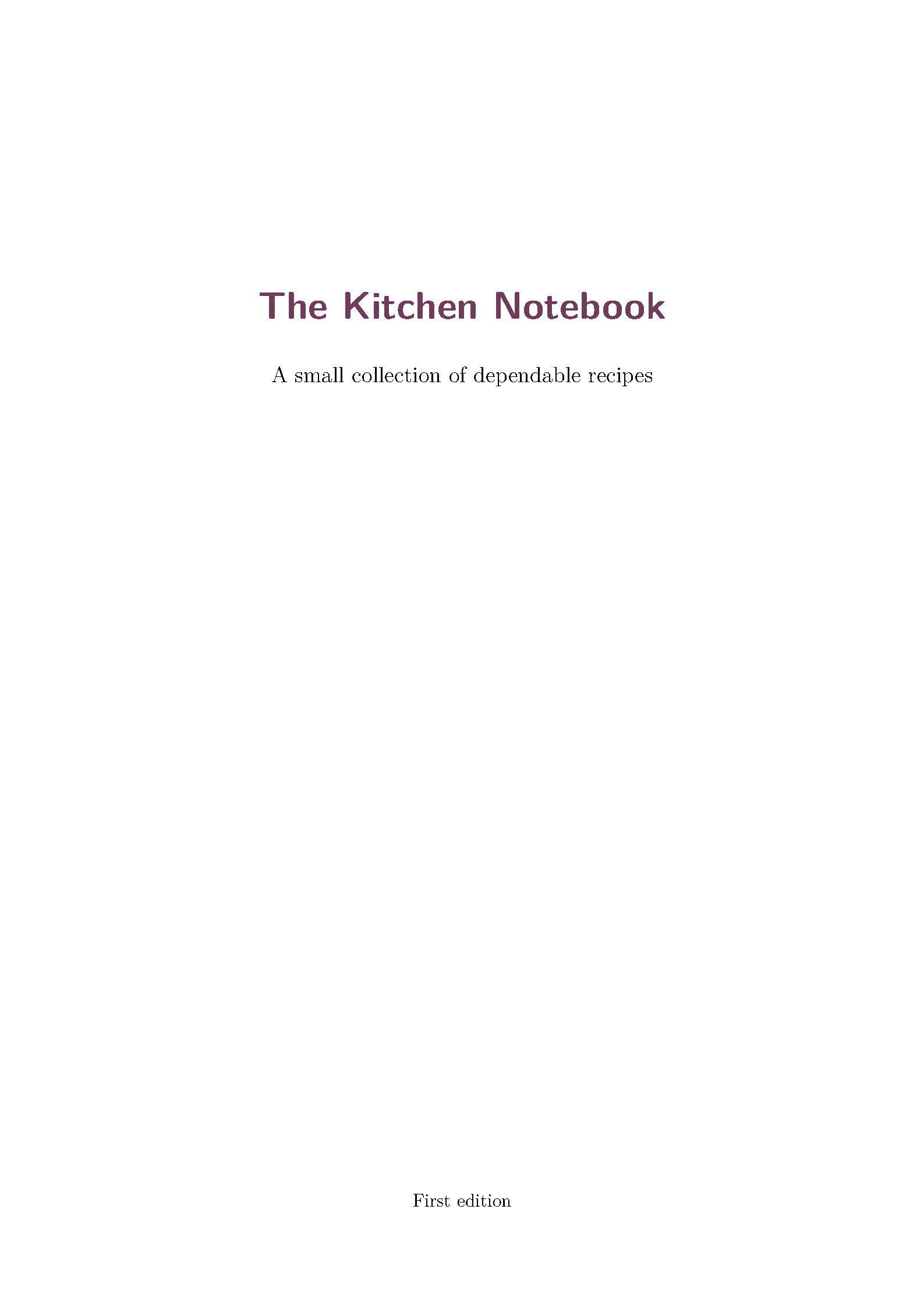 First page of Recipe Book
