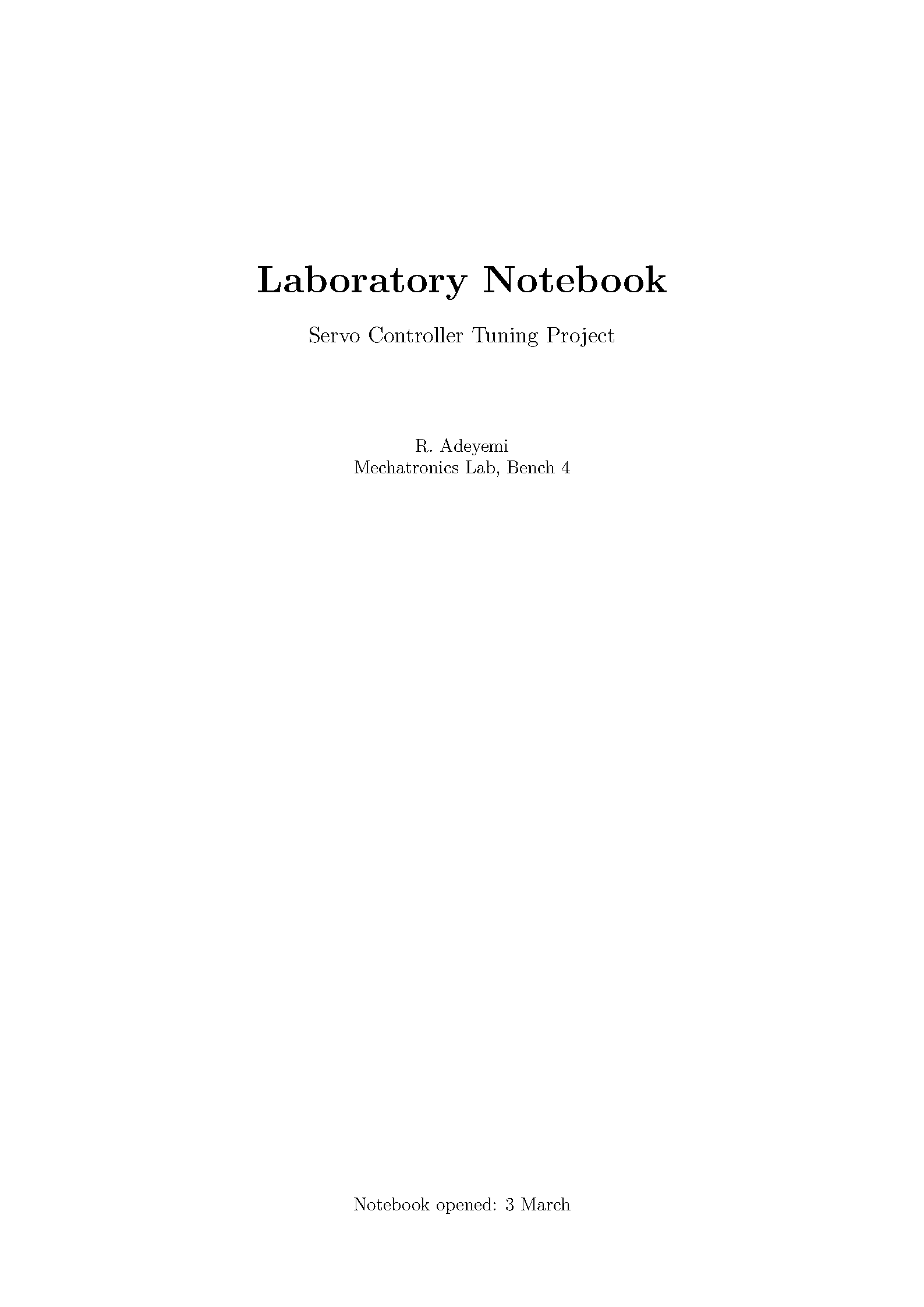 First page of the Research Lab Notebook template