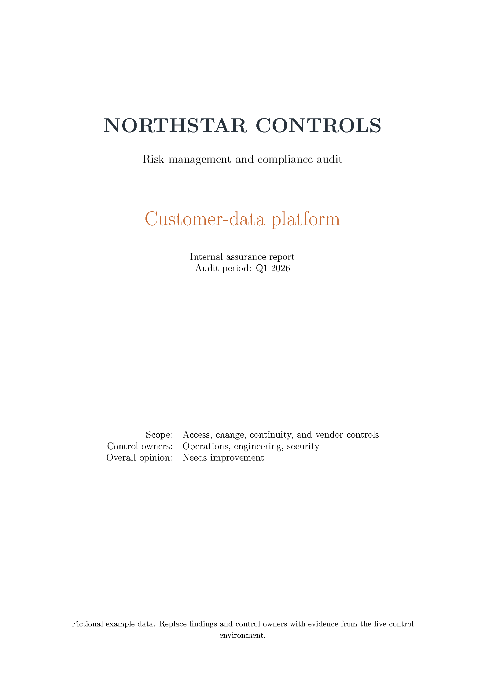 First page of Risk Management and Compliance Audit