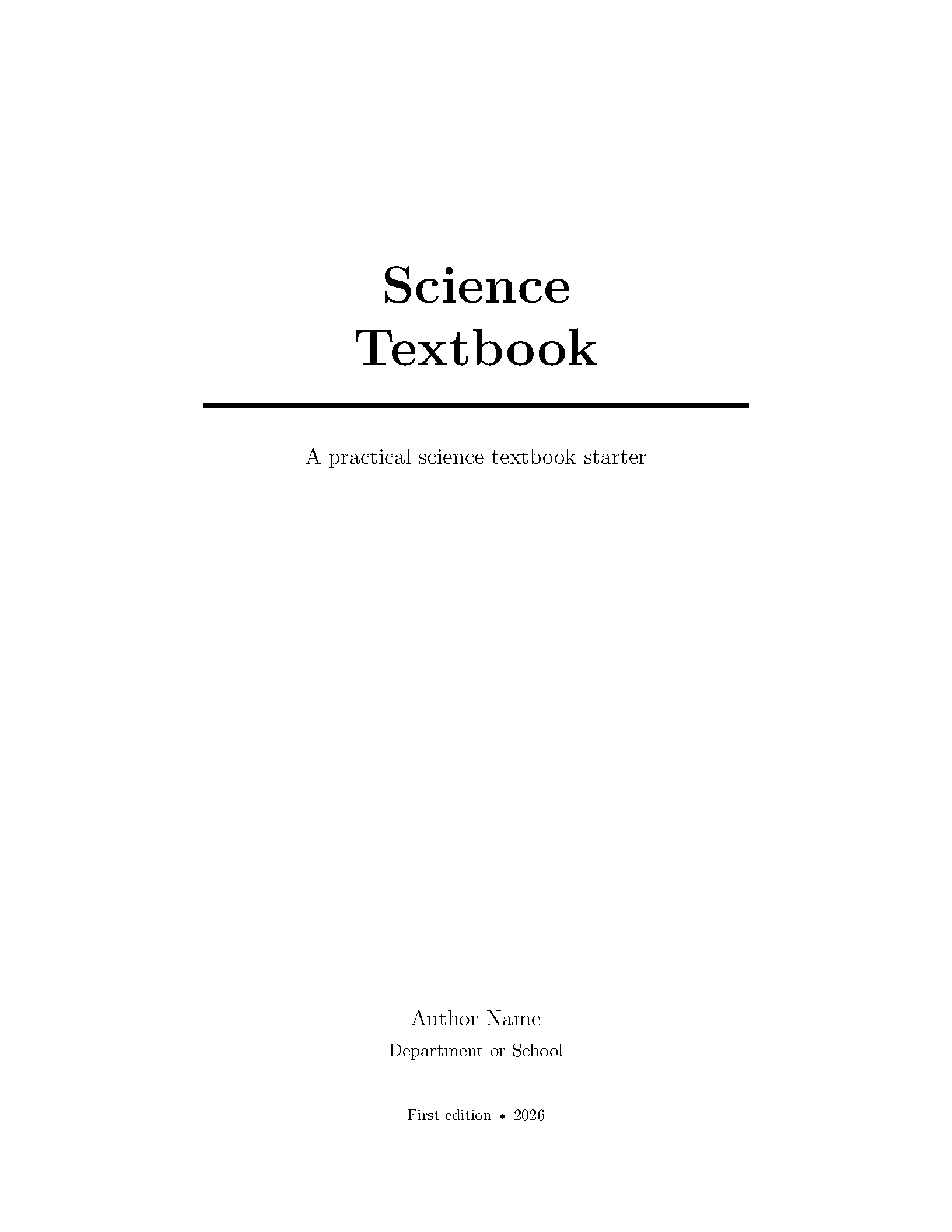 First page of Science Textbook Template